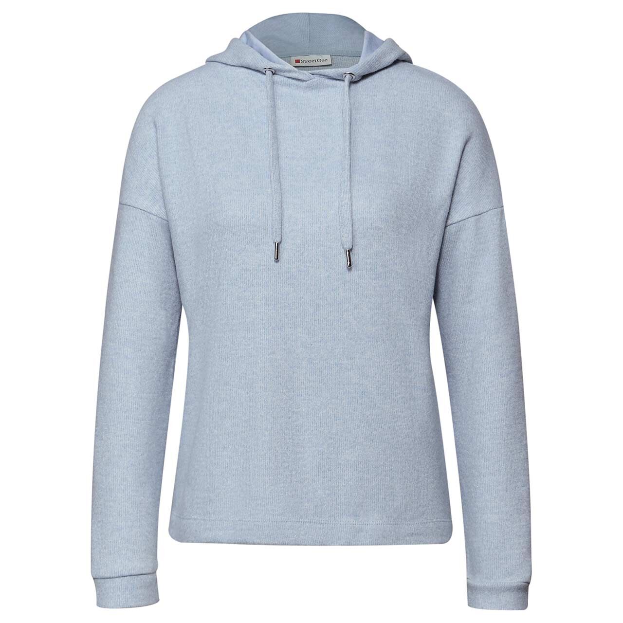 Street One Damen Hoodie Sweatshirt Soft Texture frosted blue melange