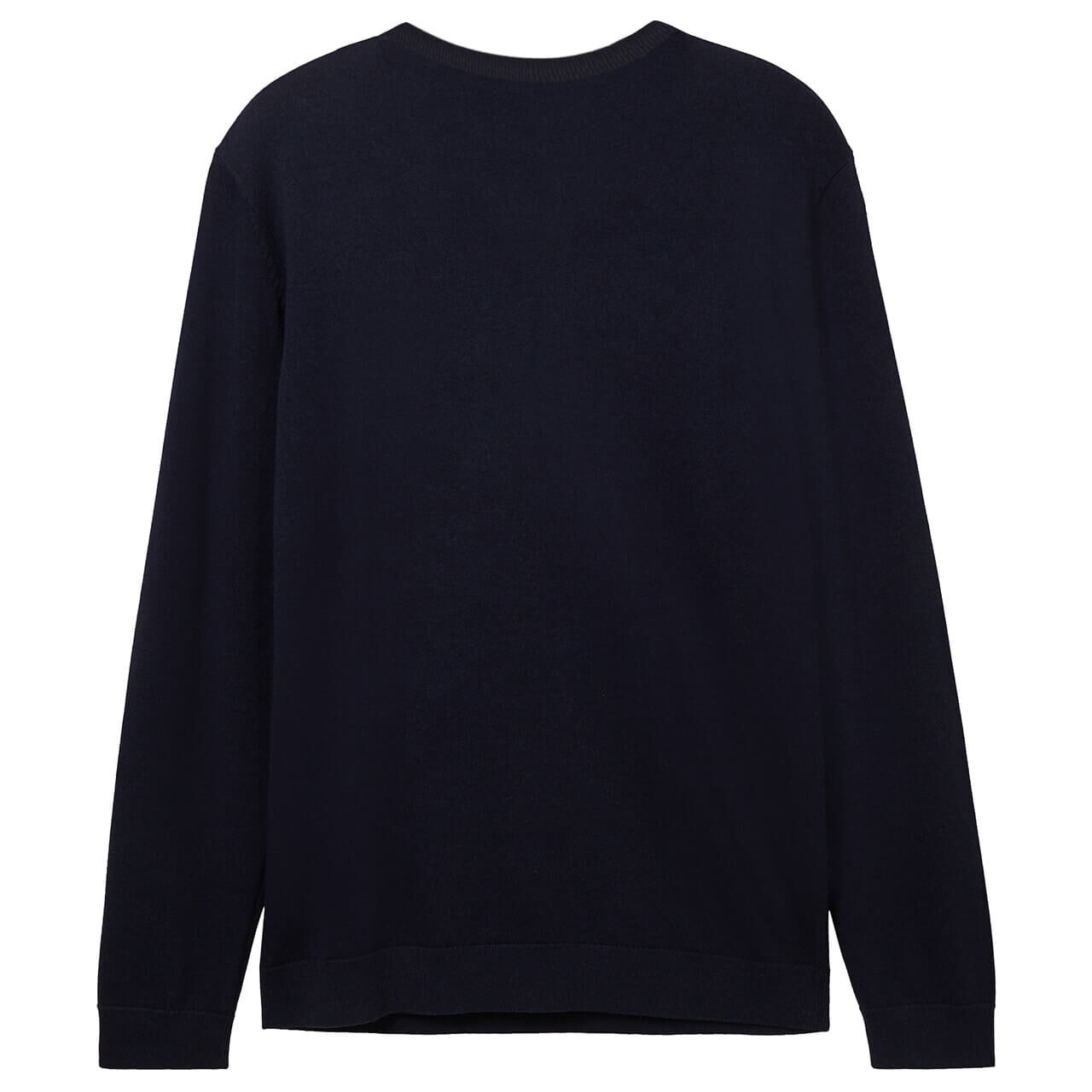 Tom Tailor Herren Pullover Basic V-neck knitted navy melange compact cotton