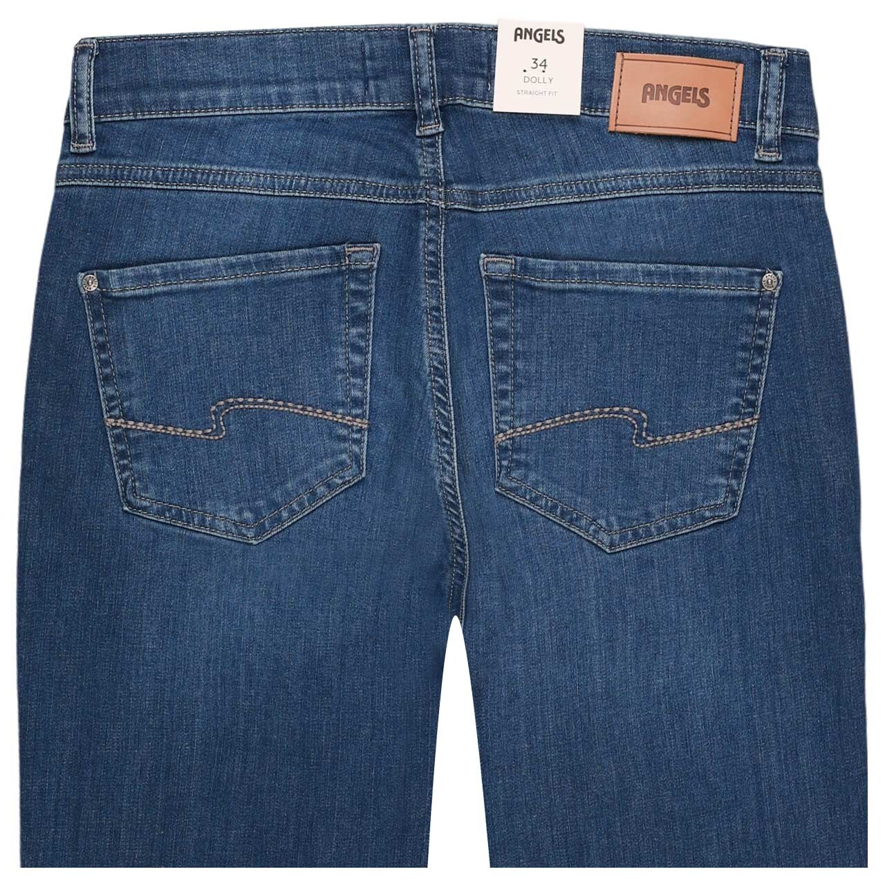 Stretch Damenjeans Dolly von Angels in Blau angewaschen, detaillierte Rückansicht