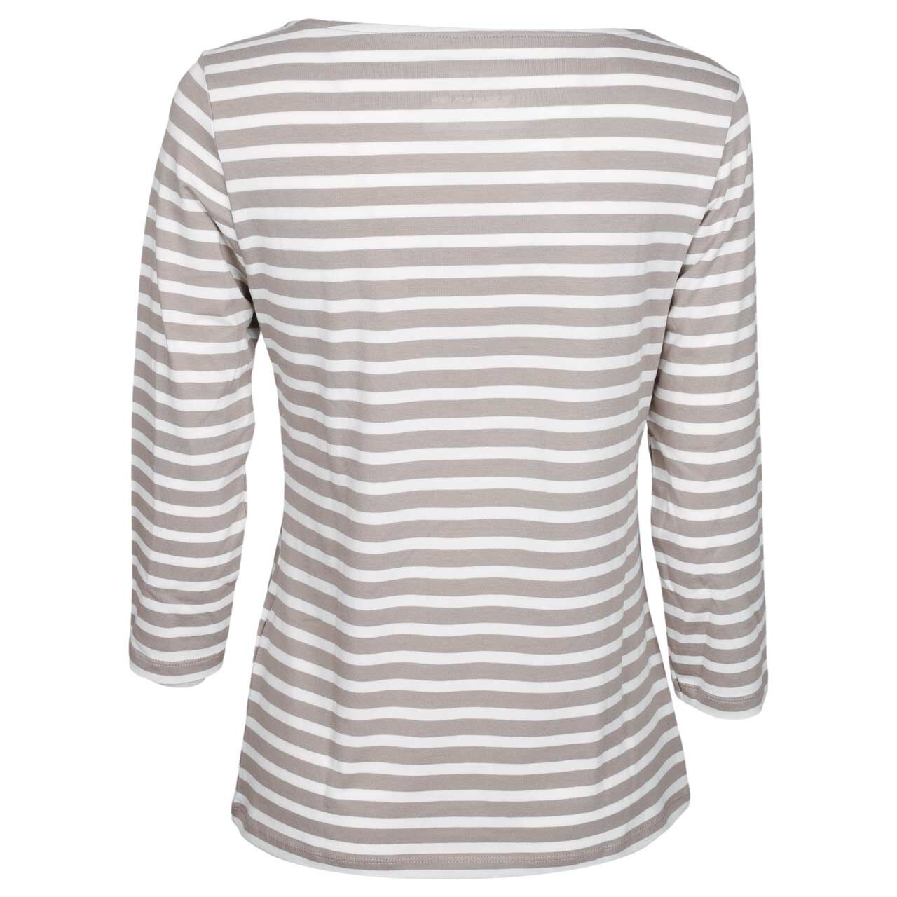 Damen 3/4 Arm Shirt von Munich Freedom in Grau-Braun/Cremeweiß gestreift, Rückansicht