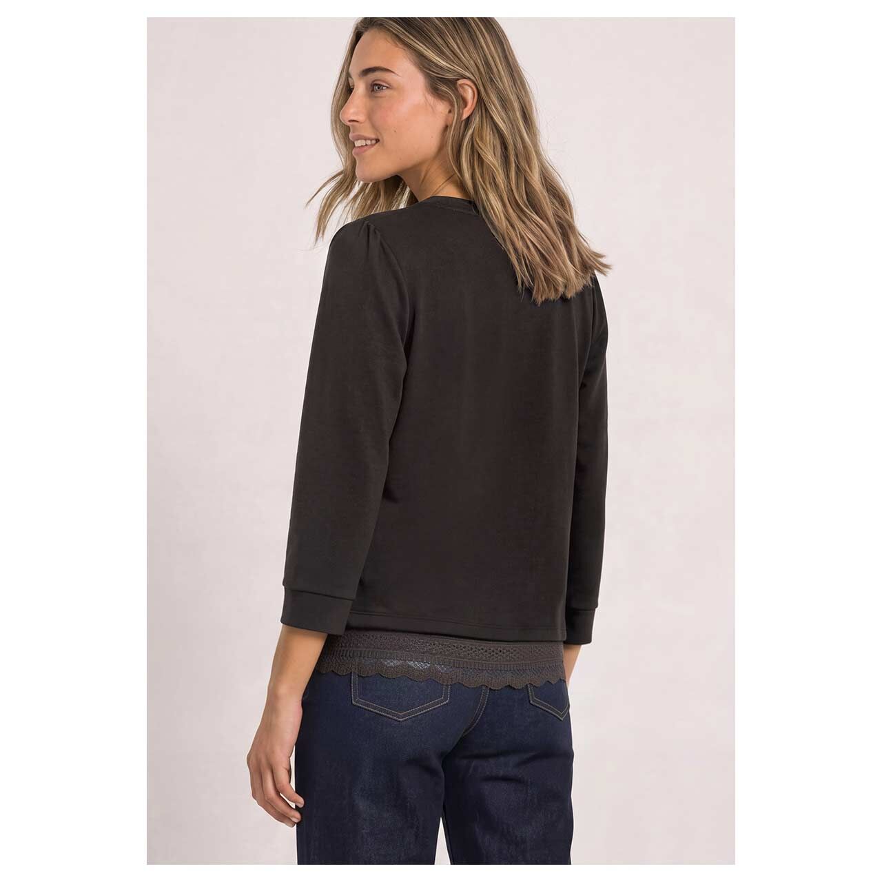 Street One Damen 3/4 Arm Shirt Lace Bottom in Dunkelbraun, Rückansicht Model