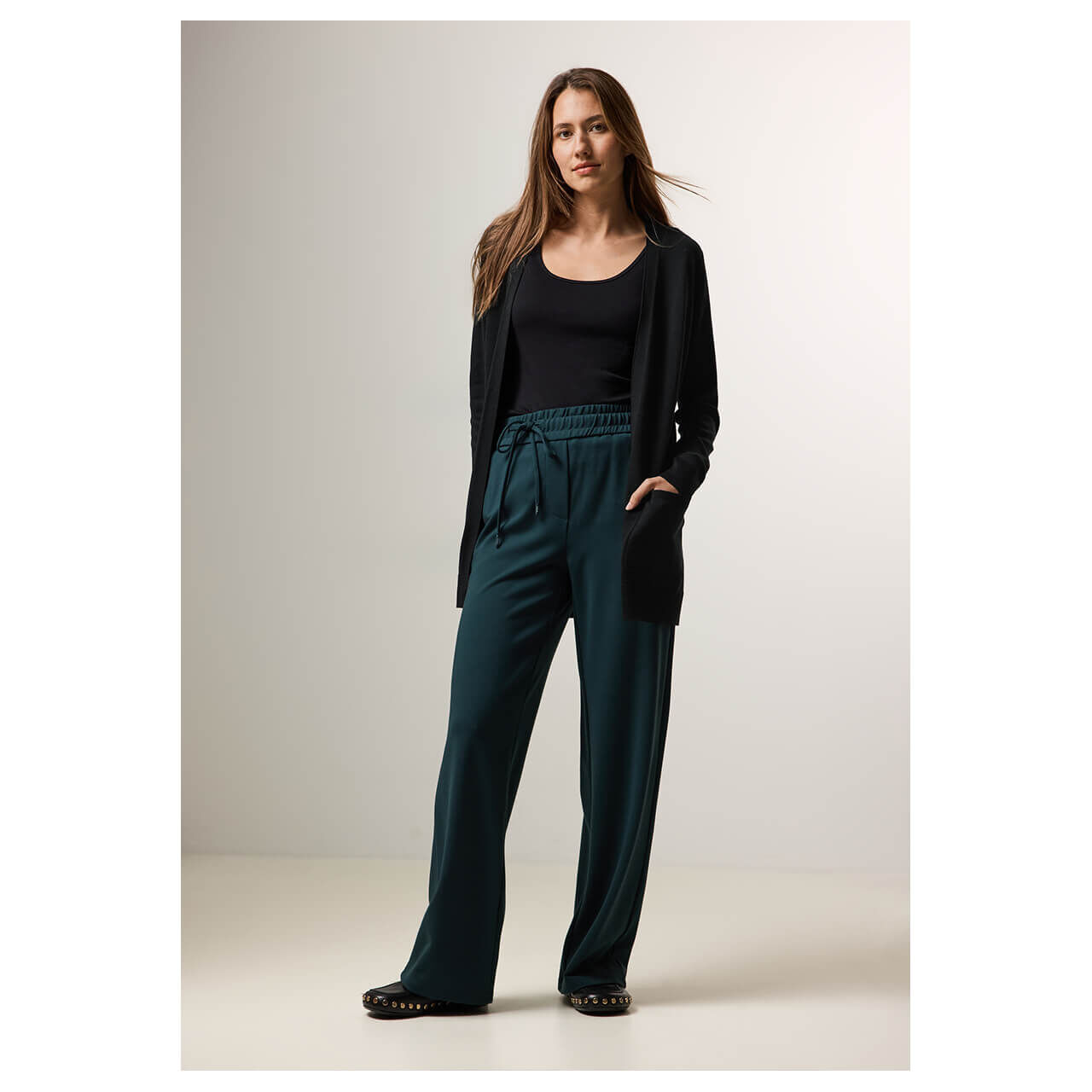 Cecil Damen Long Strickjacke Basic Open Cardigan black