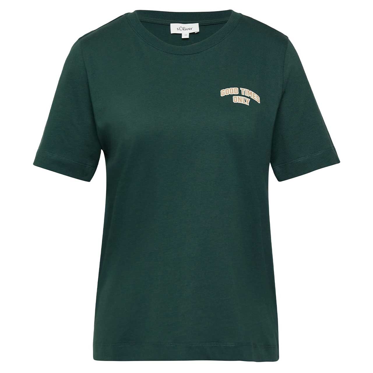 s.Oliver Damen T-Shirt dark green placed wording print s.Oliver Damen T-Shirt dark green placed wording print