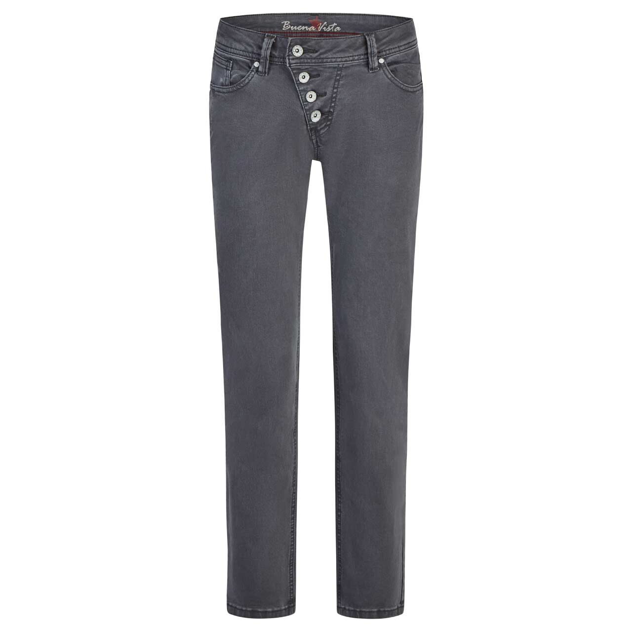 Damen Ankle Baumwollhose Malibu Cropped Stretch Twill von Buena Vista in Graublau, Vorderansicht