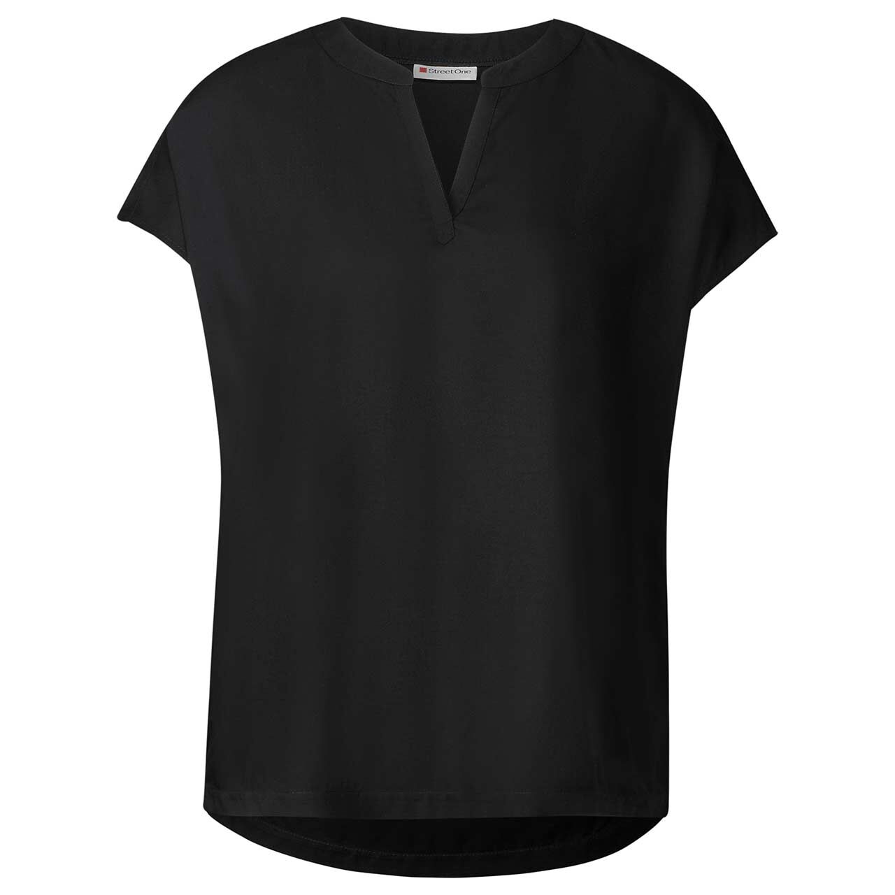Street One Damen Kurzarm Bluse Splitneck solid black Street One Damen Kurzarm Bluse Splitneck solid black