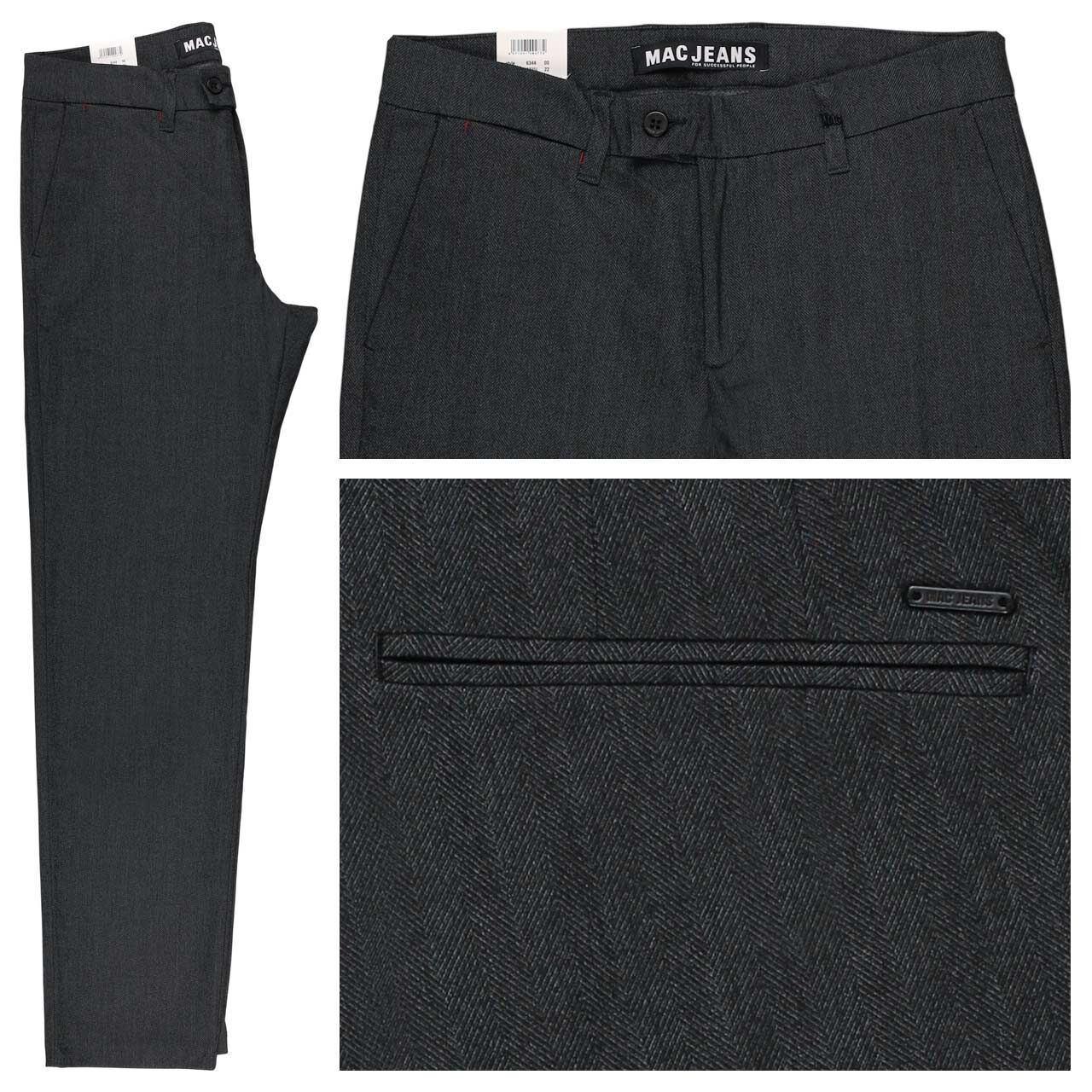 MAC Lennox Chinohose grey stone herringbone