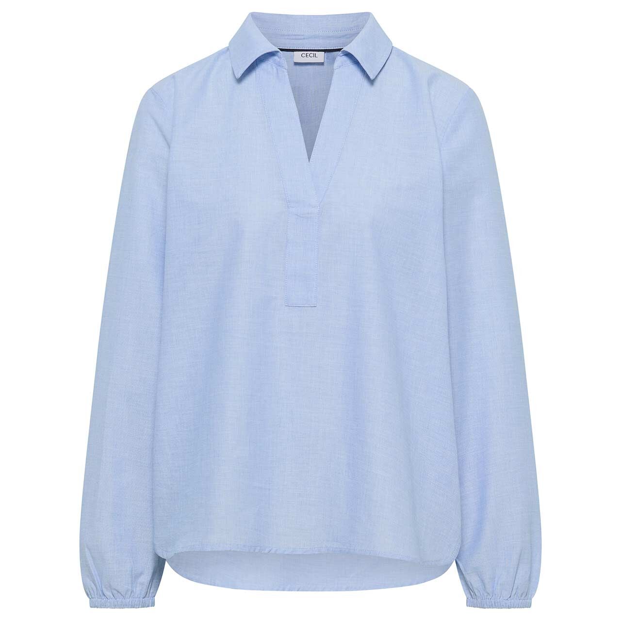Cecil Damen Langarm Bluse Chambray Splitneck blouse blue