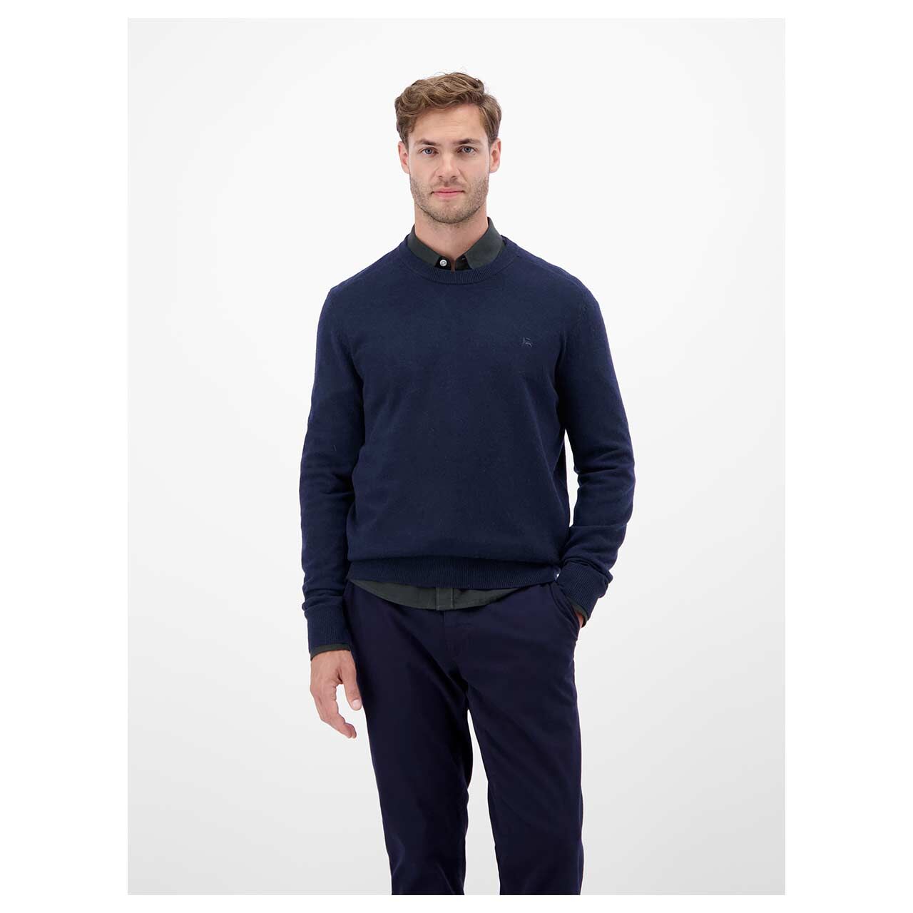 Herren Pullover von Lerros in Dunkelblau, Vorderansicht am Model