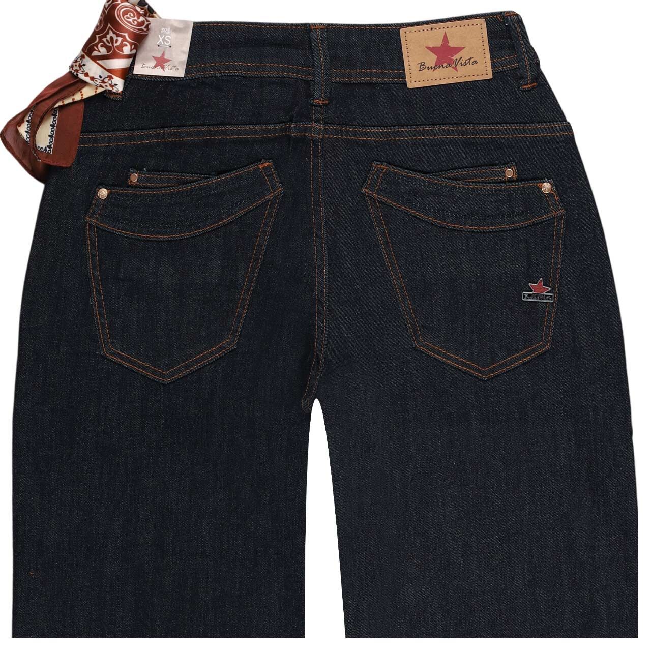 Damenjeans Malibu 7/8 Relaxed Stretch Denim von Buena Vista in Dunkelblau, detaillierte Rückansicht