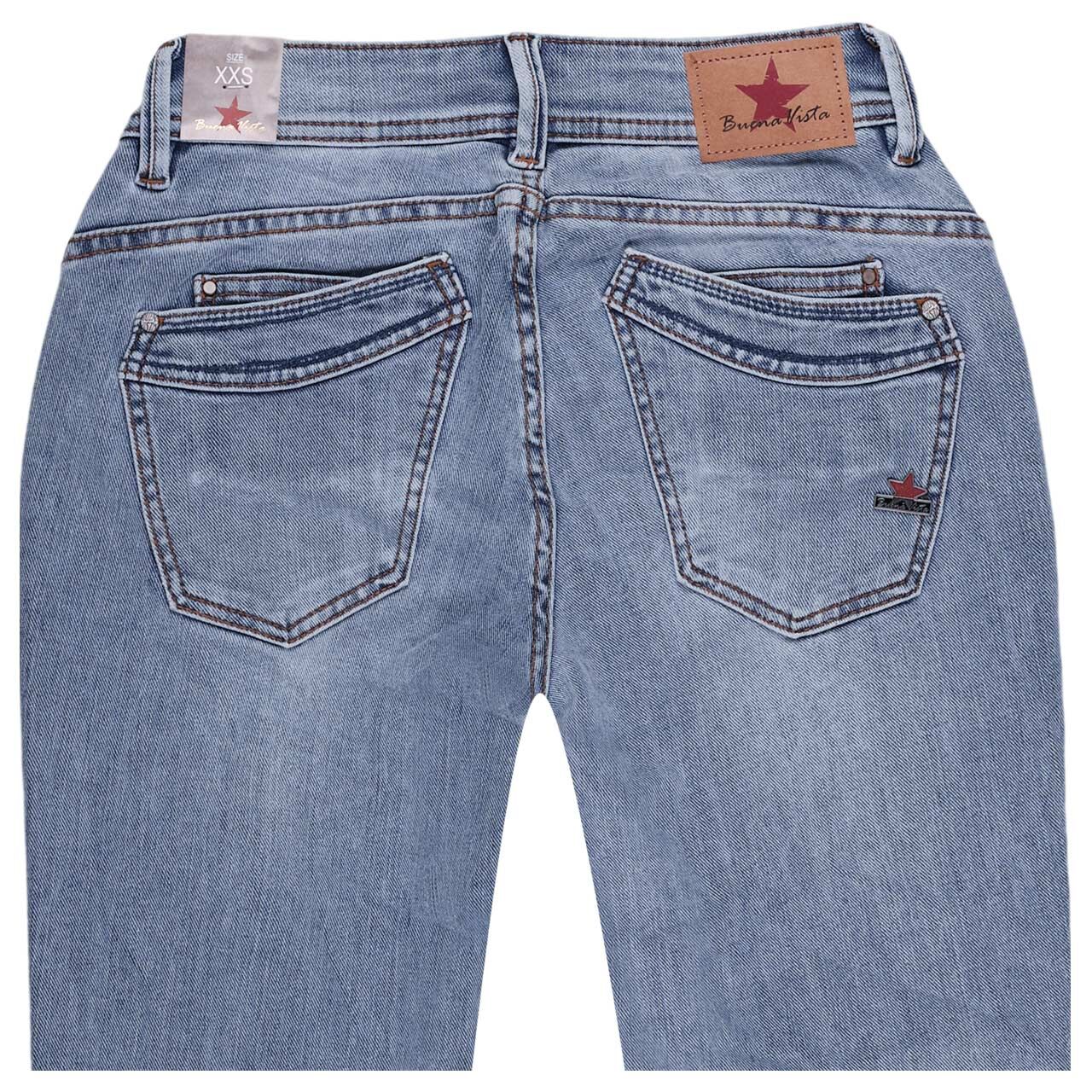 Damen Ankle Jeans Malibu Cropped Stretch Denim in Hellblau angewaschen, detaillierte Rückansicht