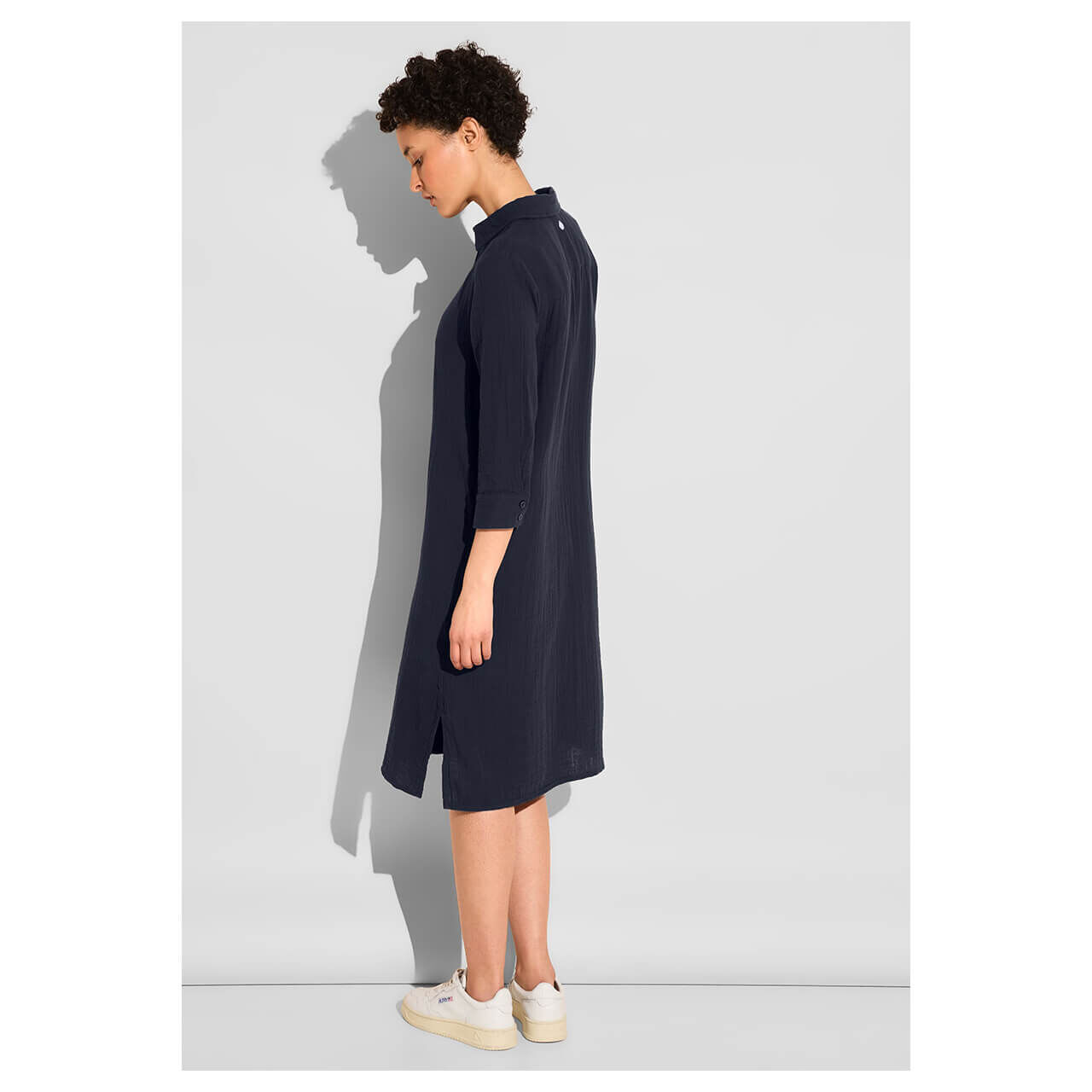 Street One Damen 3/4 Arm Kleid Musselin Shirt Dress navy blue