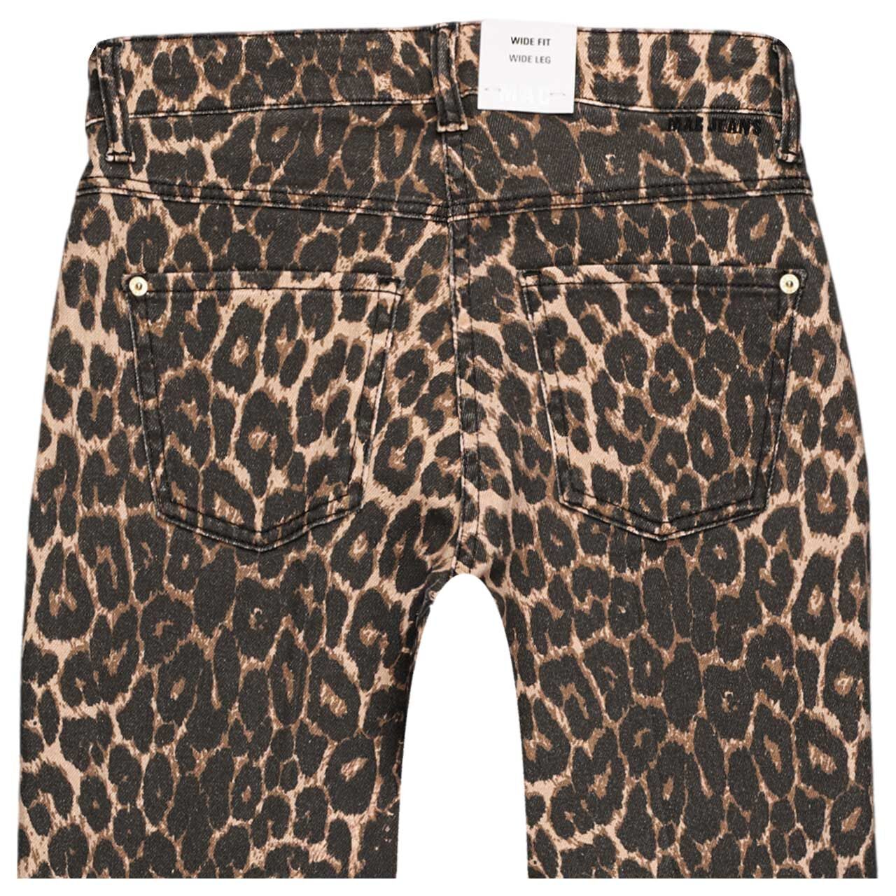 Stretch Damenjeans Wide von MAC in Braun mit Print, detaillierte Rückansicht