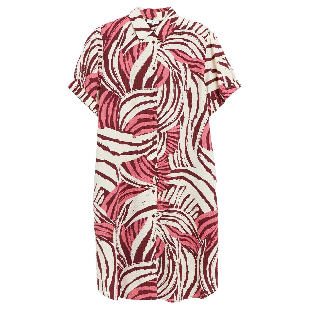 s.Oliver Damen Kurzarm Kleid marsala pink print