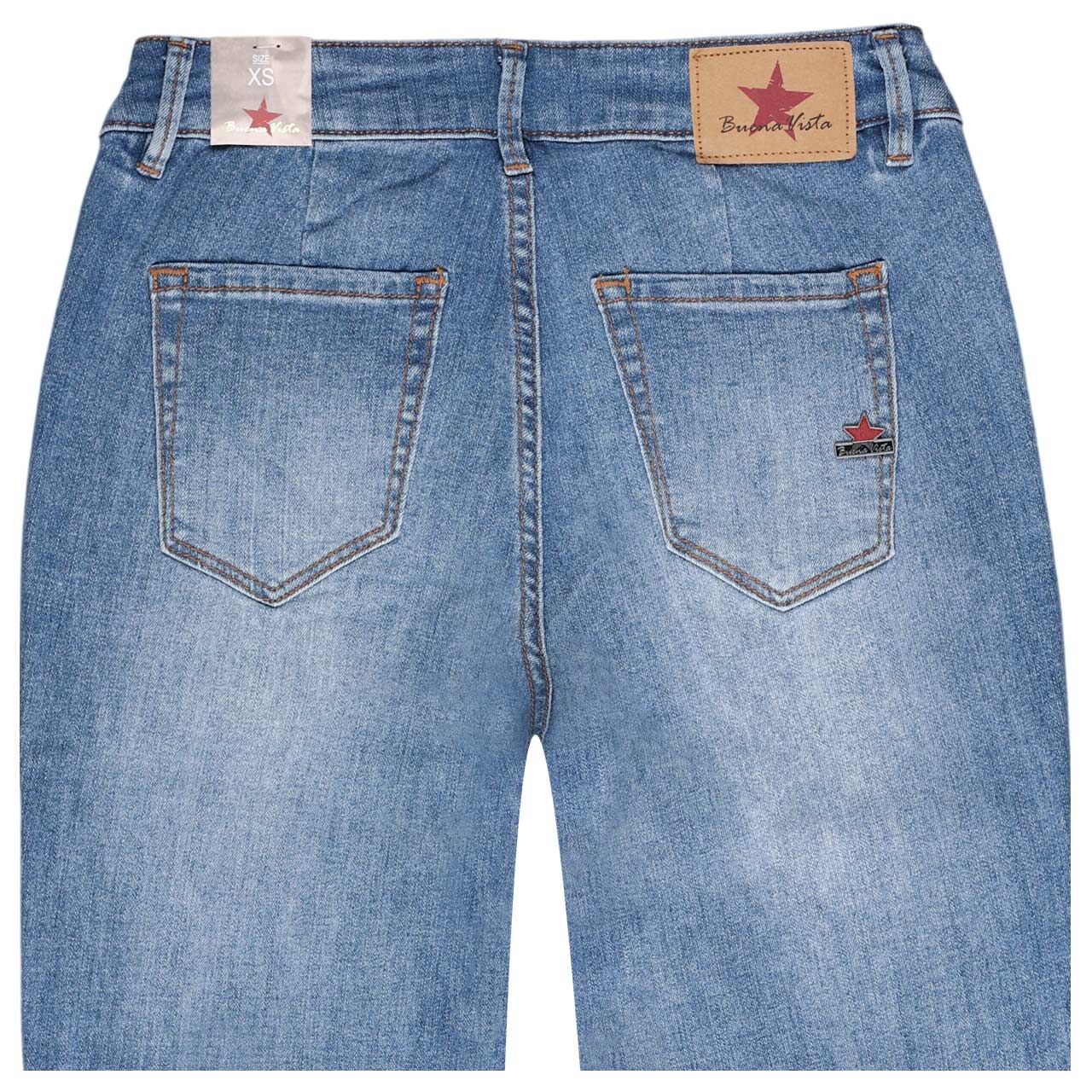 Damen 7/8 Jeans Stella-Zip Straight Stretch Denim von Buena Vista in Blau angewaschen, detaillierte Rückansicht