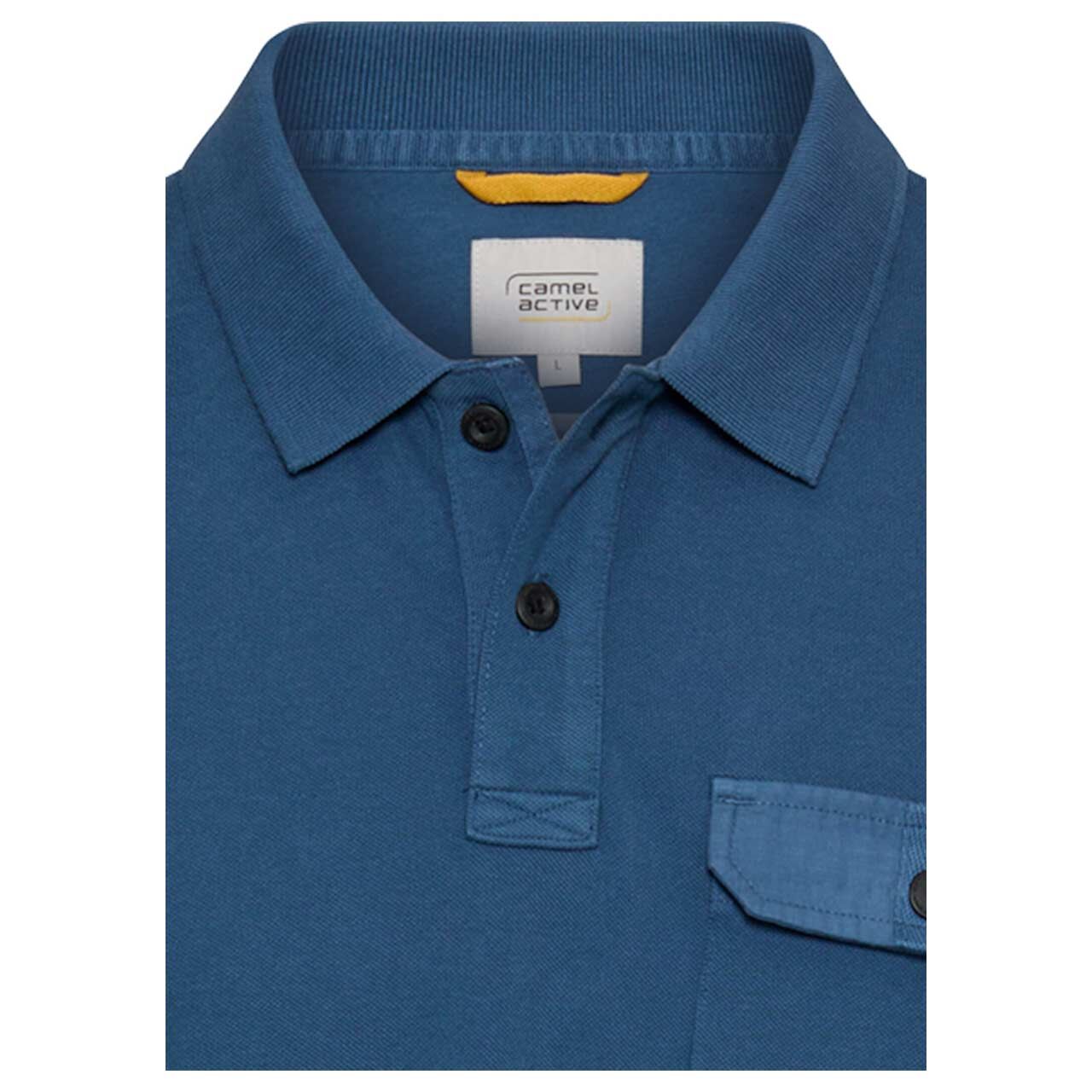 Herren Poloshirt von Camel active in Blau, detaillierte Vorderansicht