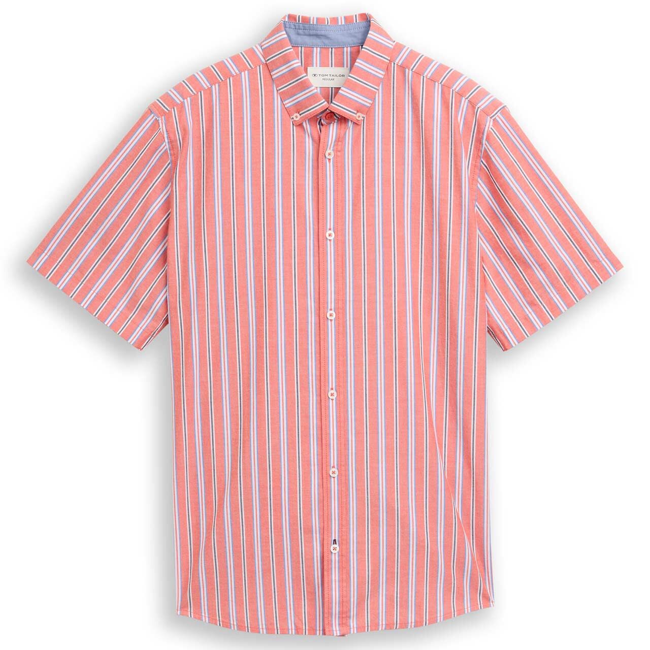 Tom Tailor Herren 1/2 Arm Hemd Oxford red colorful stripe