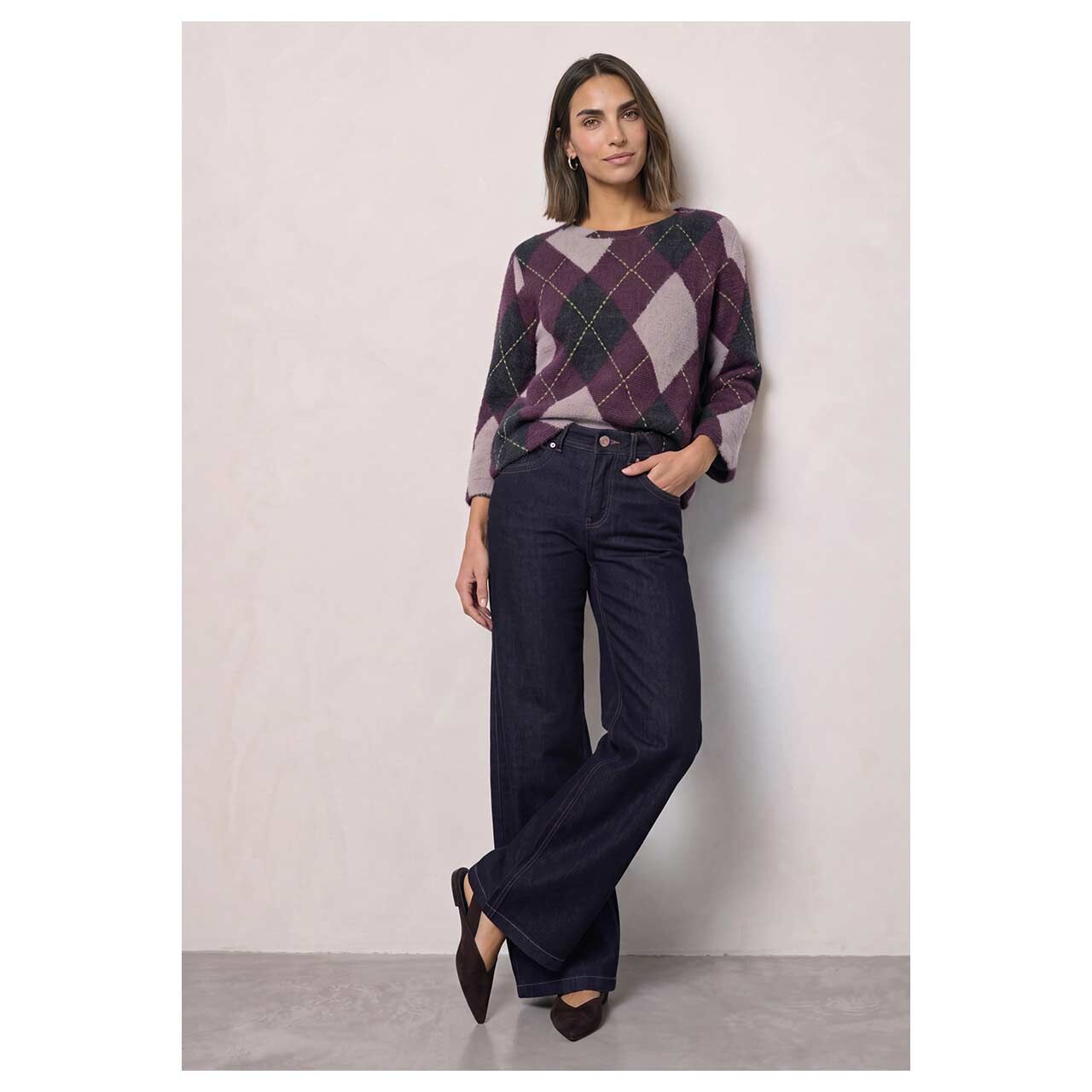 3/4 Arm Pullover Modern Fluffy Dessin von Street One in Lila mit Print, Ganzkörperansicht