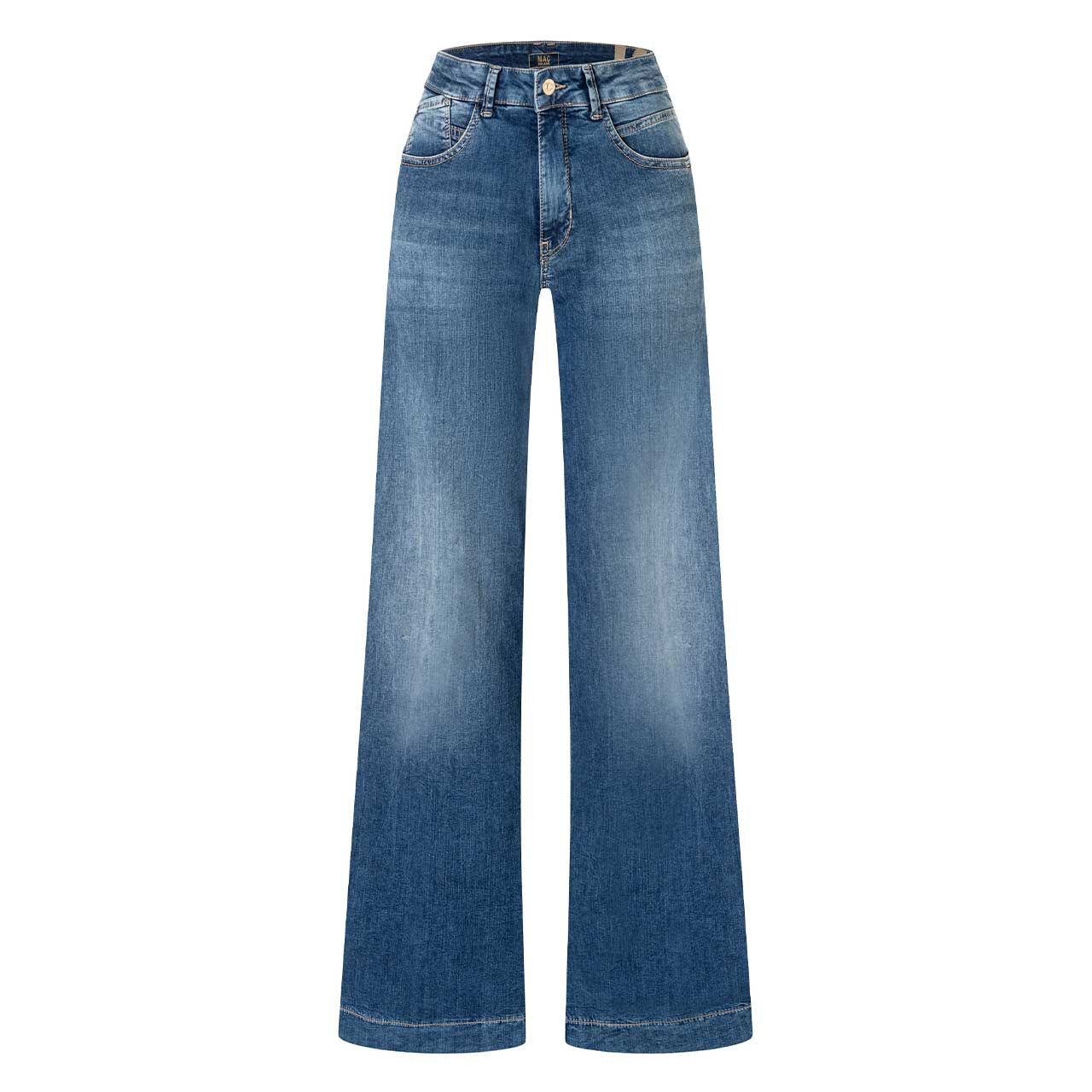 Stretch Damenjeans Rich Palazzo von MAC in Blau angewaschen, Vorderansicht