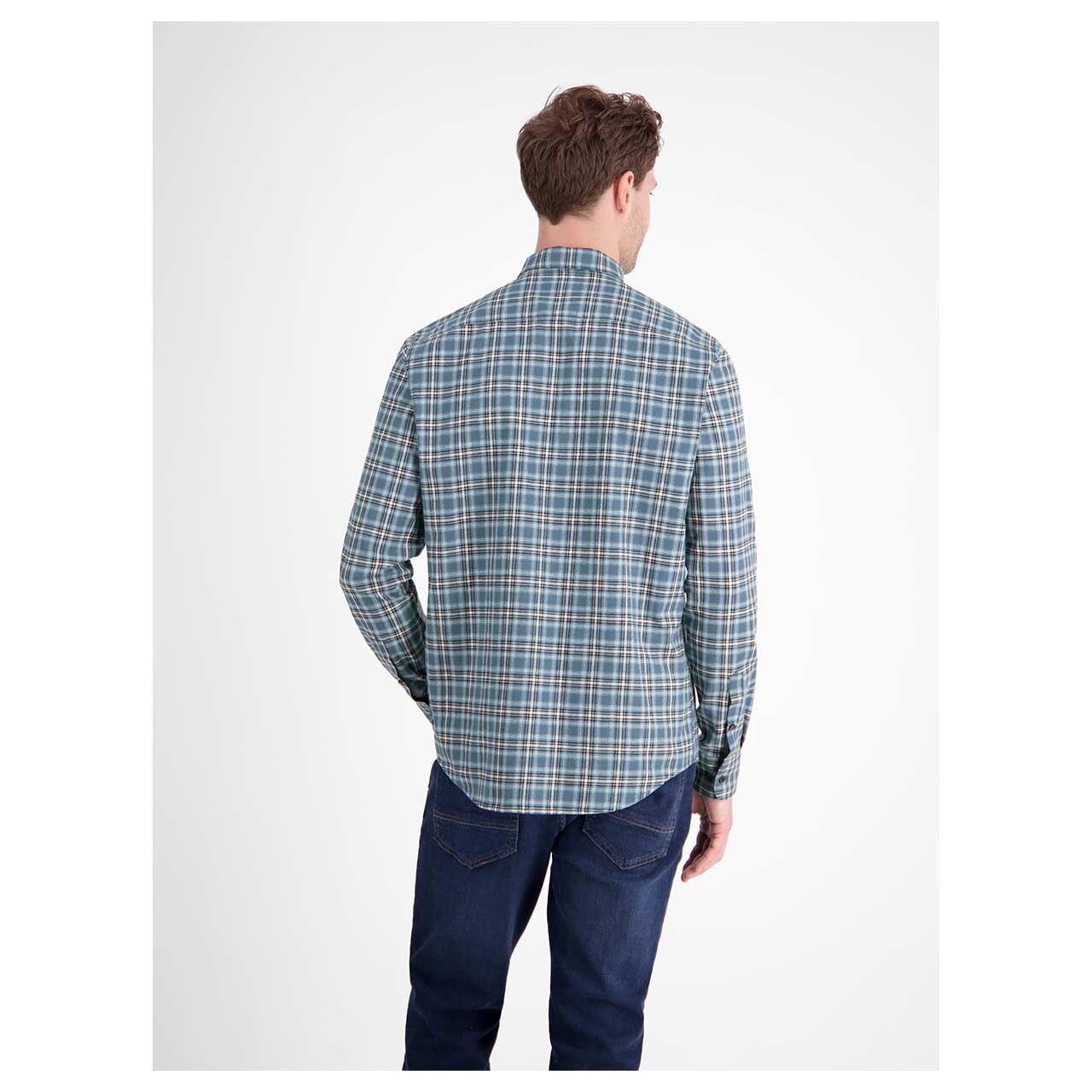 Herren Hemd von Lerros in Blau kariert, Rückansicht mit Model