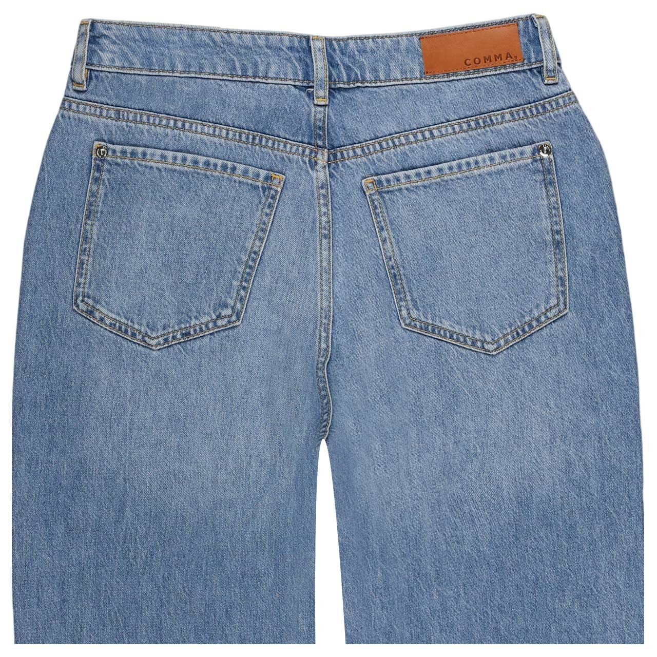 Damenjeans Anna Wideleg von Comma in Hellblau verwaschen, detaillierte Rückansicht