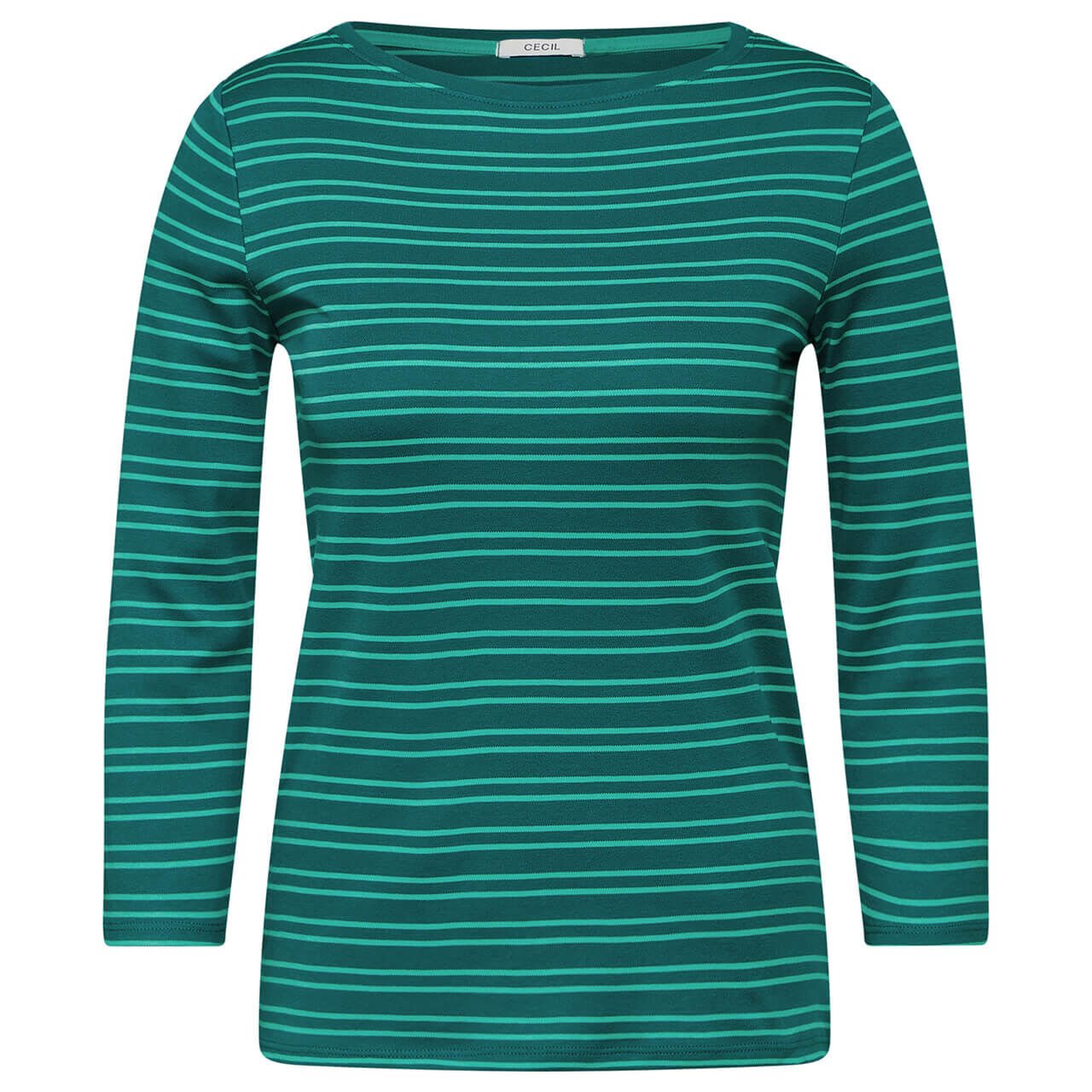 Cecil Damen 3/4 Arm Shirt Two-tone Striped Boatneck petrol green 