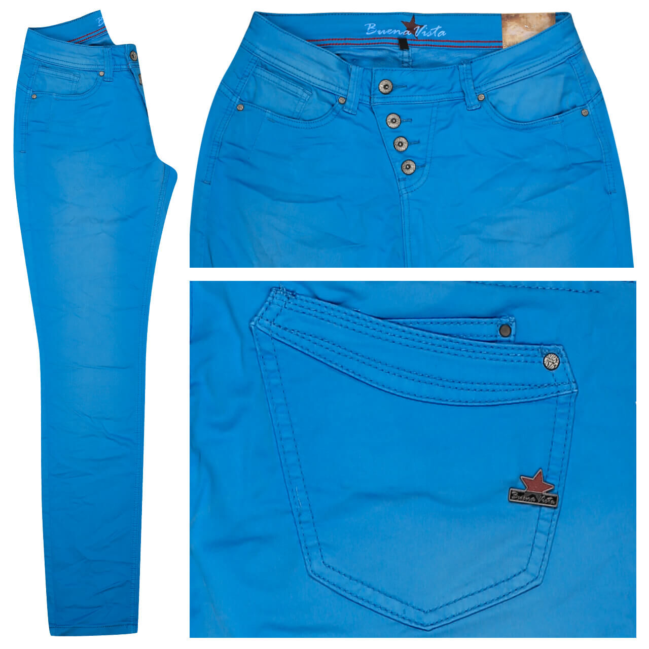 Buena Vista Jeans Malibu Sweat Denim für Damen in Meeresblau, FarbNr.: 6238