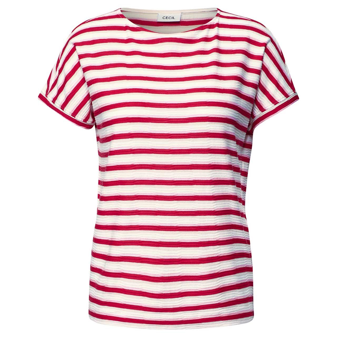 Cecil Damen T-Shirt Stripe Structure glazed apple red