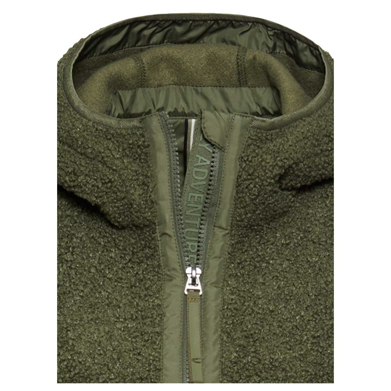 Damen Teddyjacke von Camel active in Olivgrün, detaillierte Vorderansicht