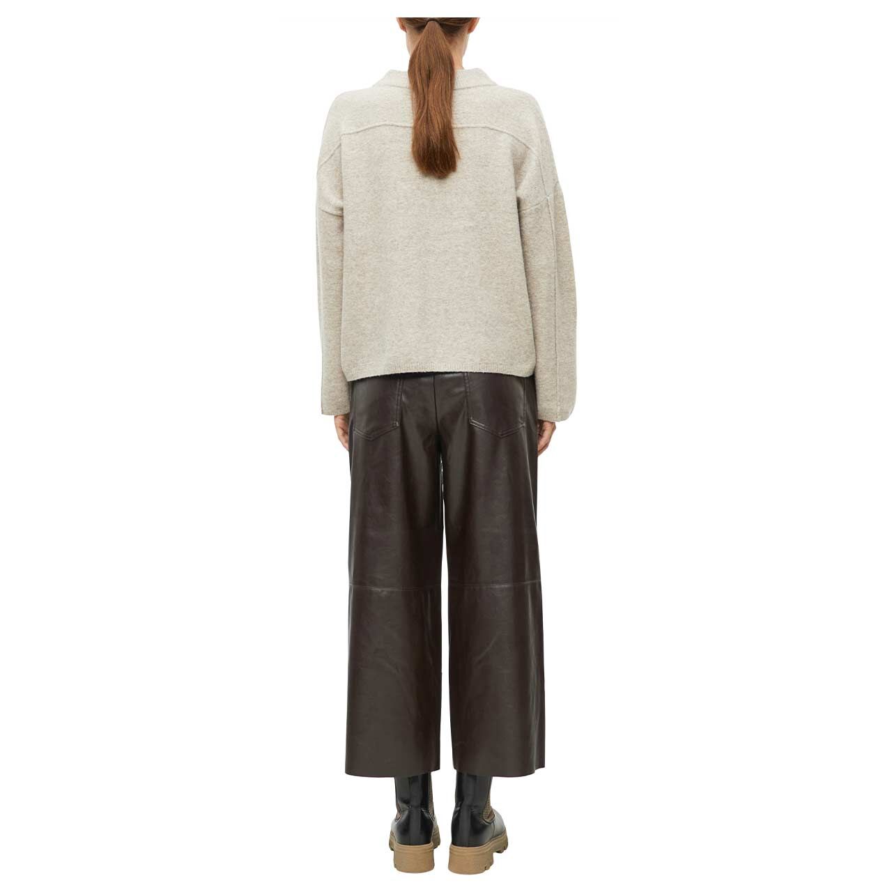 Damen Culotte 7/8 Hose von s.Oliver in Dunkelbraun, Rückansicht am Model