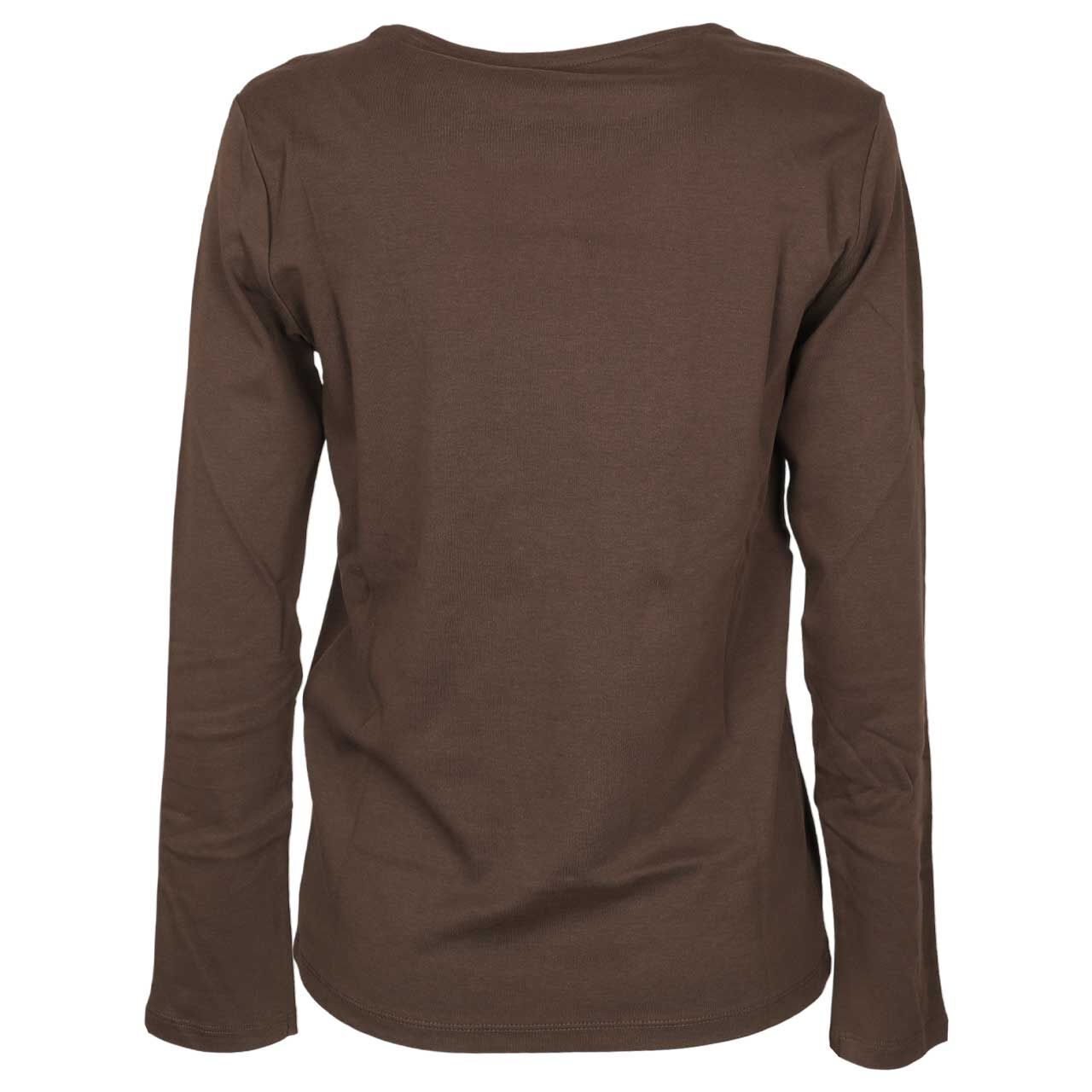 Damen Langarm Shirt Pia von Cecil in Dunkelbraun, Rückansicht