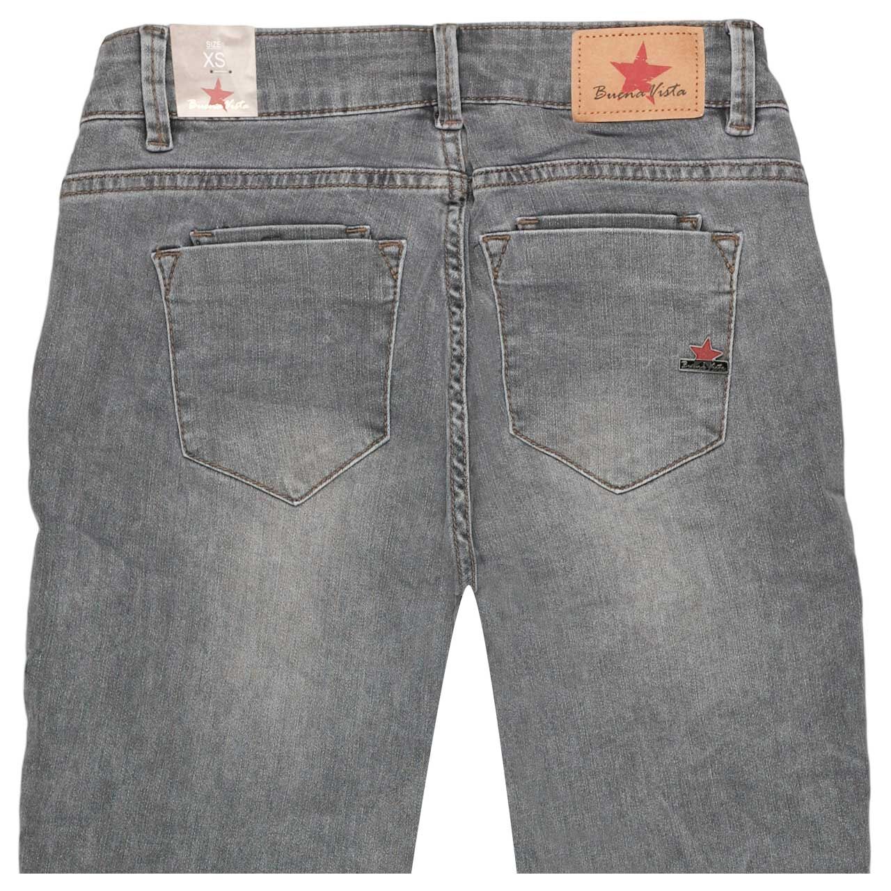 Damen Ankle Jeans Kim-Zip Cropped Stretch Denim von Buena Vista in Grau angewaschen, detaillierte Rückansicht