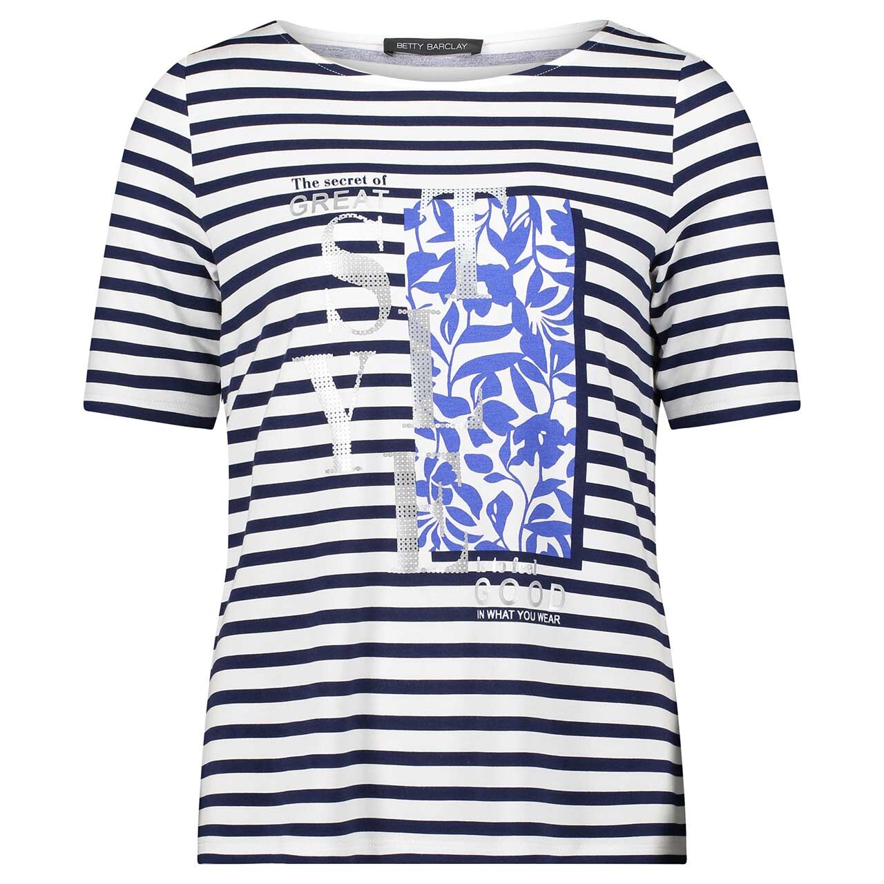 Betty Barclay Damen T-Shirt white dark blue striped