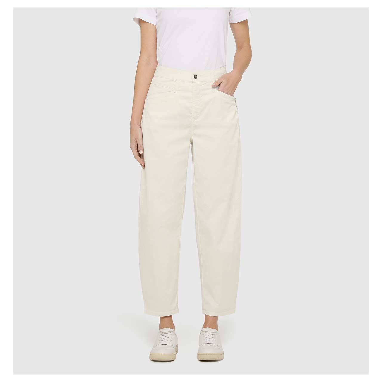 Damen 7/8 Baumwollhose Bora von MAC in Cremeweiß, Vorderansicht