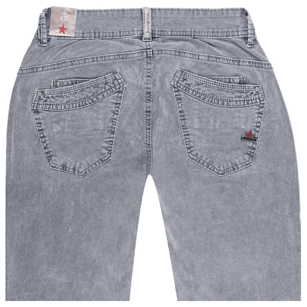 Damen Ankle Hose Malibu Cropped Fine Cord in Grau angewaschen, detaillierte Rückansicht 