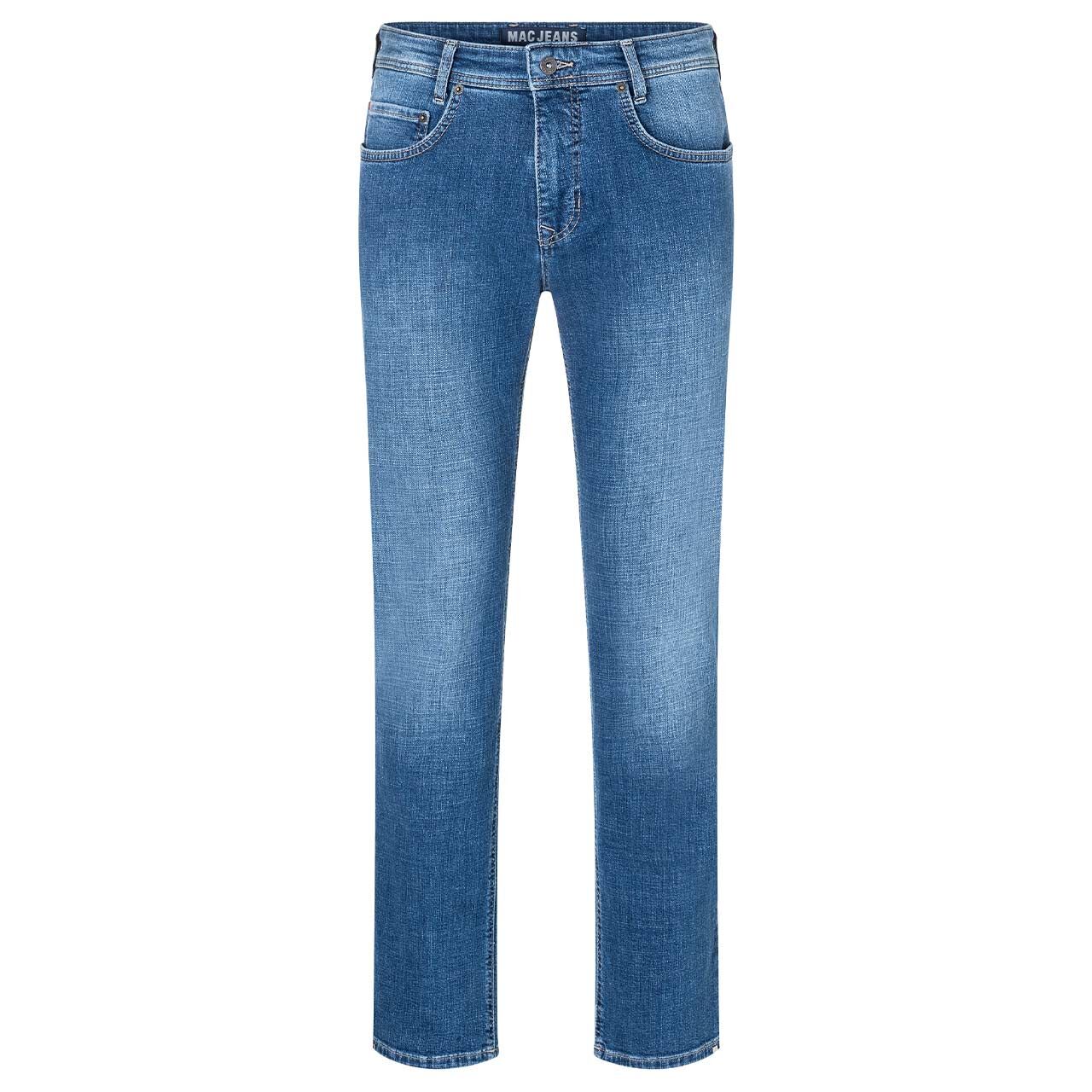 Stretch Herrenjeans Arne von MAC in Blau angewaschen, Vorderansicht