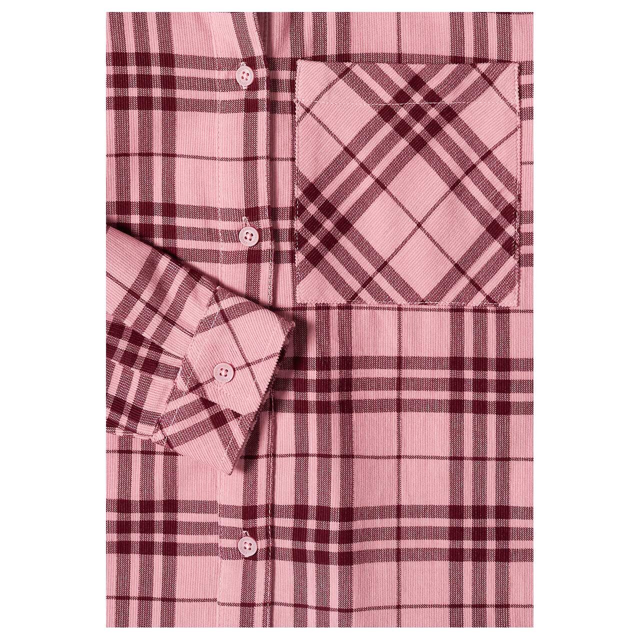 Cecil Damen Langarm Cord Bluse Check Corduroy velvet rose