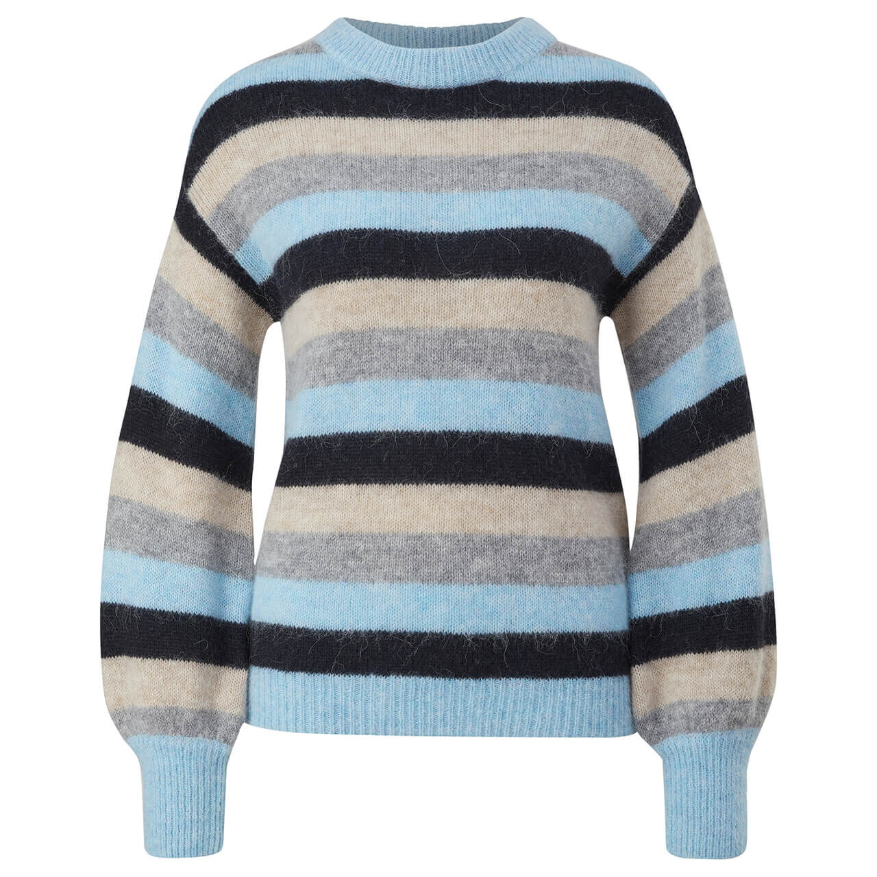 Comma Damen Pullover blue grey stripes