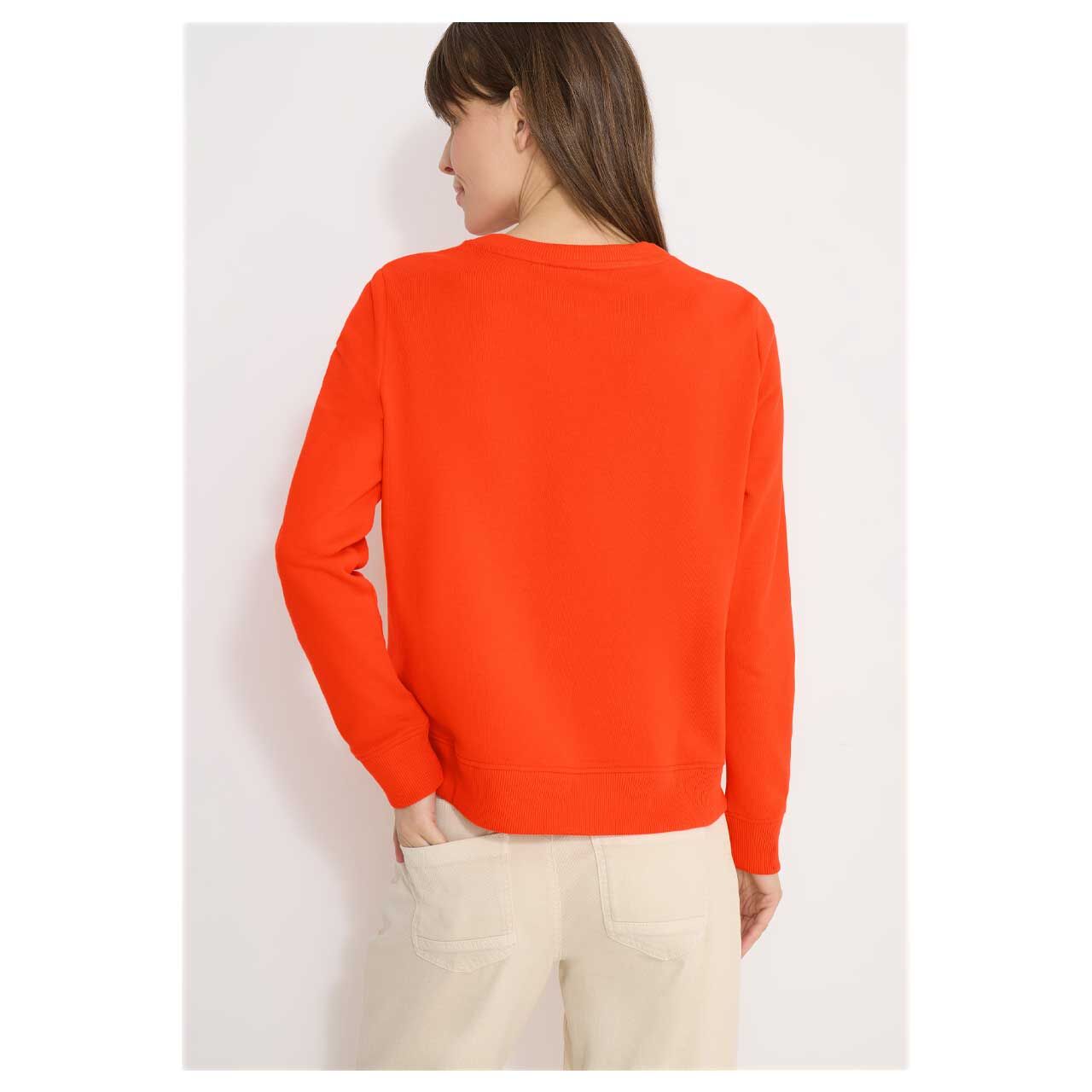 Damen Sweatshirt Embroidery von Cecil in Orange-Rot mit Print, Rückansicht am Model