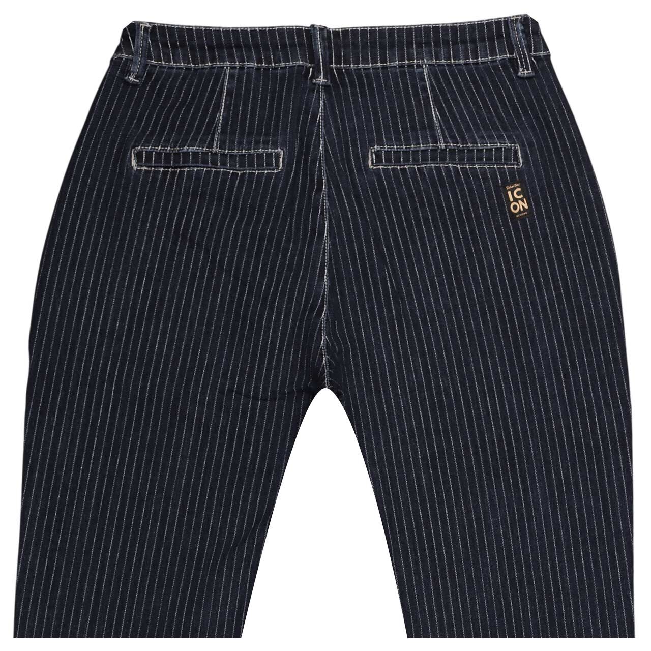 7/8 Damenjeans Rising Sun von Senoritas Icon in Dunkelblau gestreift, detaillierte Rückansicht