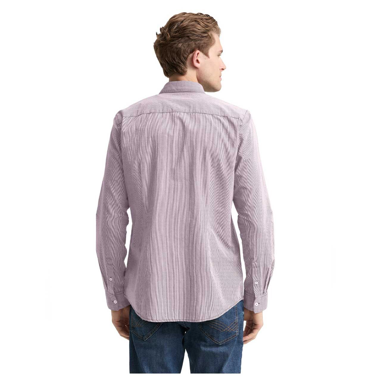 Herren Hemd von Tom Tailor in Rot gestreift, Rückansicht am Model