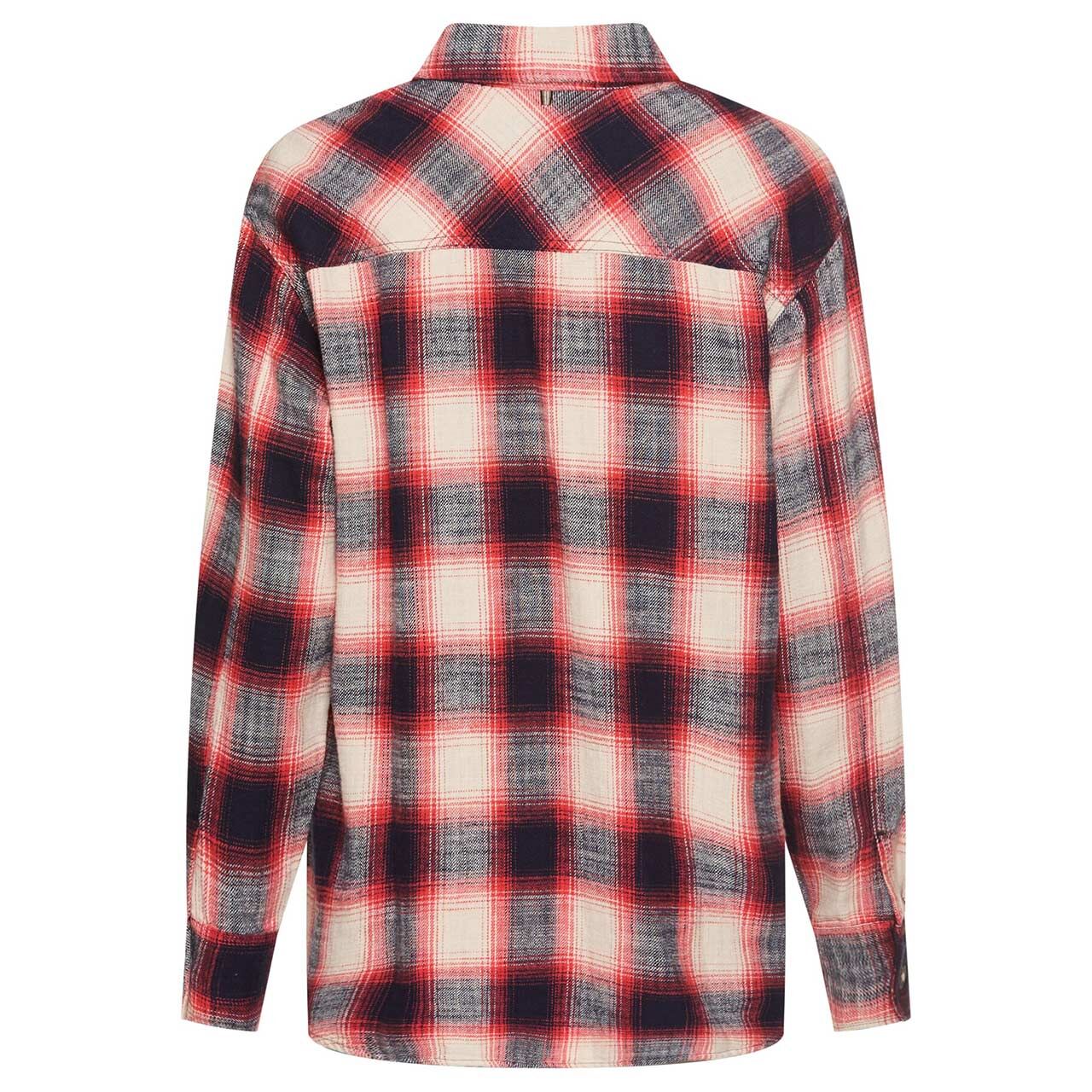 Damen Langarm Bluse von Camel active in Rot kariert, Rückansicht