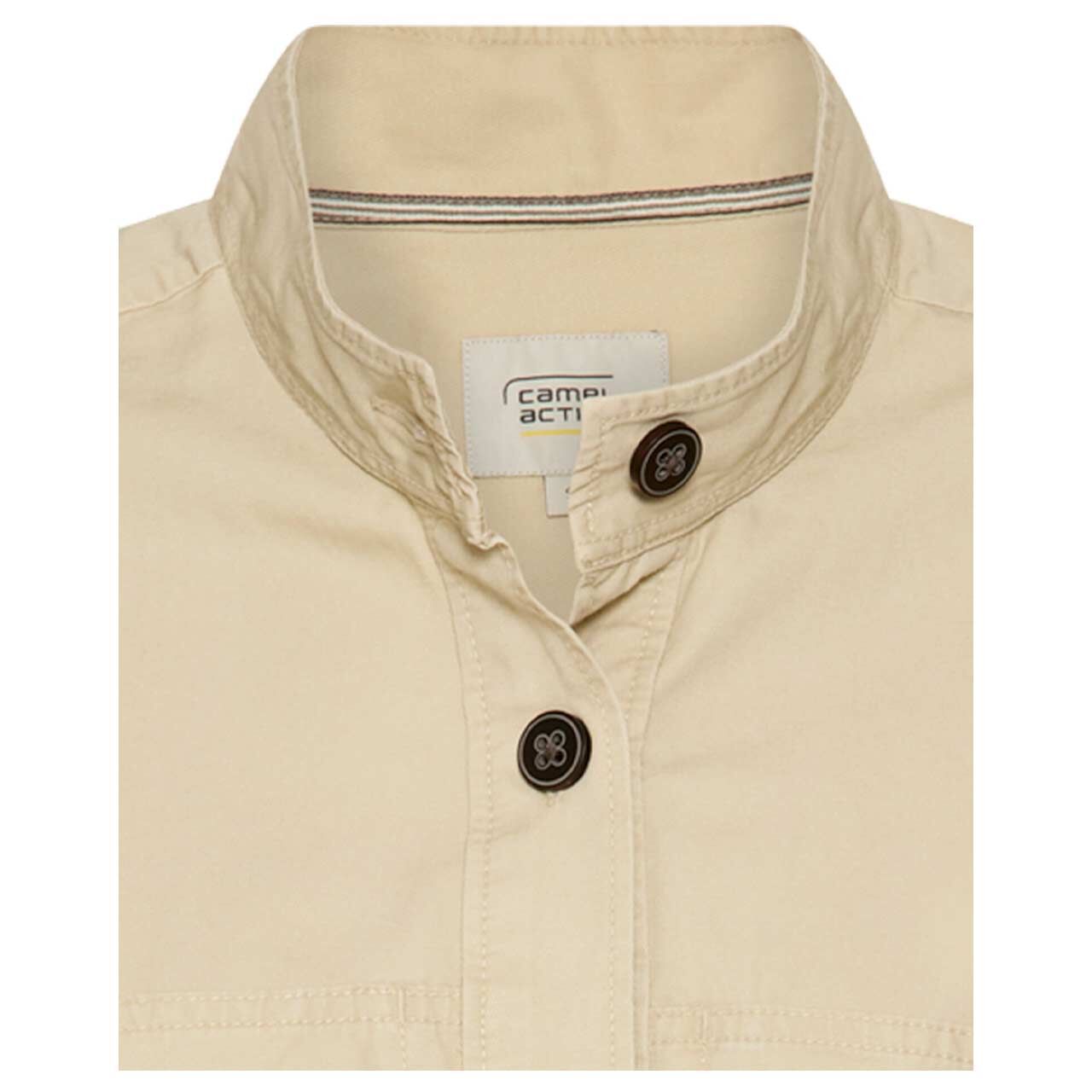 Damen Langarm Bluse von Camel active in Beige, detaillierte Vorderansicht
