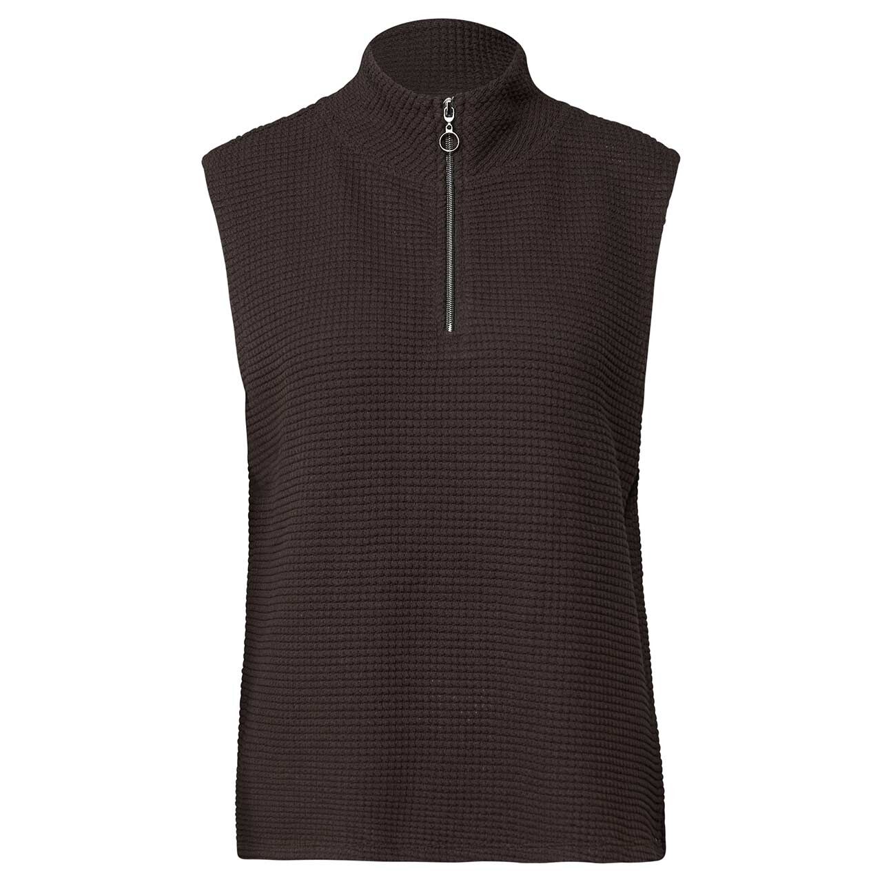 Street One Damen Top Turtle Neck Zipper deep roast brown