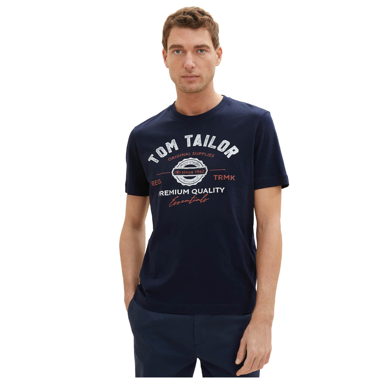 Tom Tailor Herren T-Shirt sky captain blue logo print