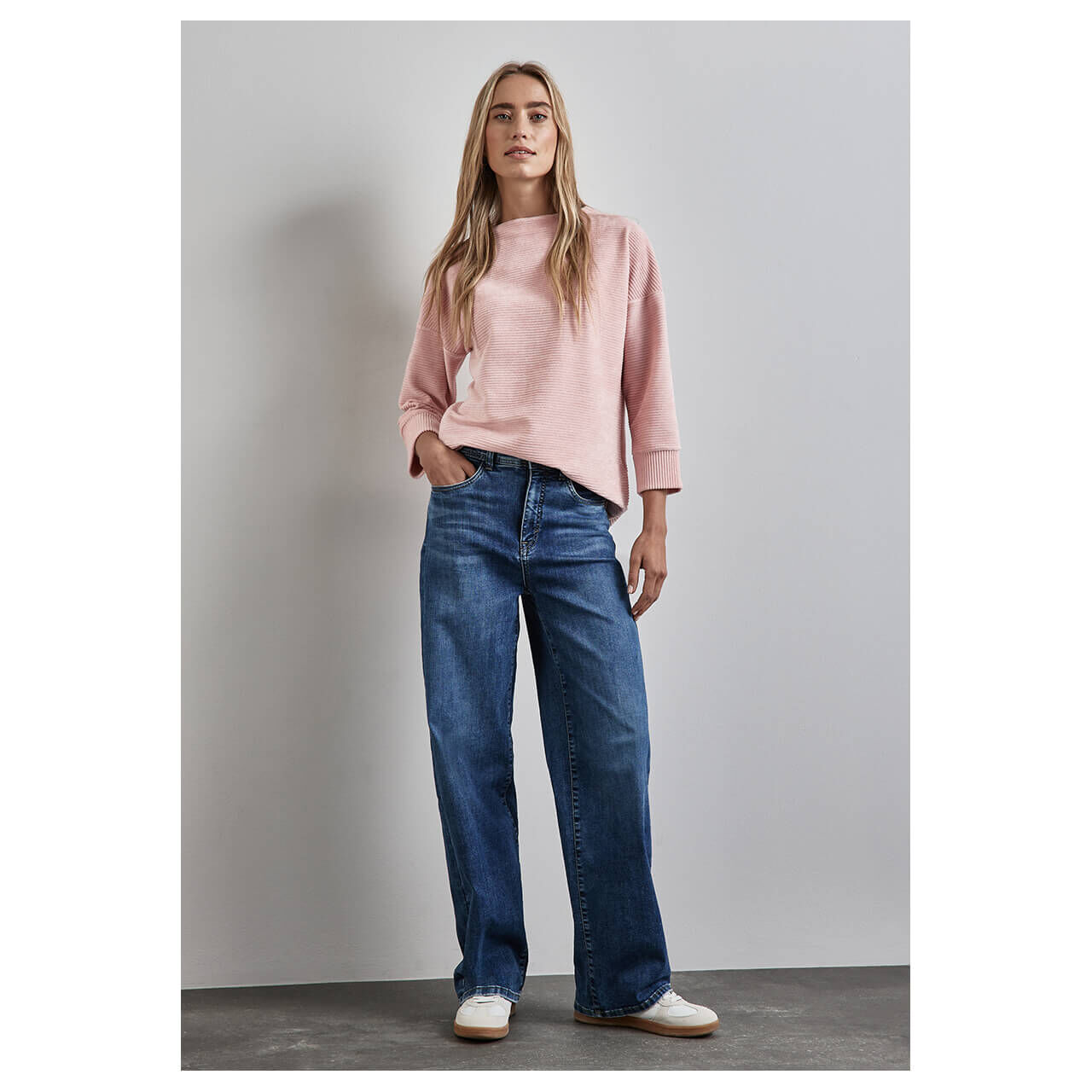 Street One Damen Shirt 3/4 Arm Pullover Big Cord Turtle Neck soft petal rose