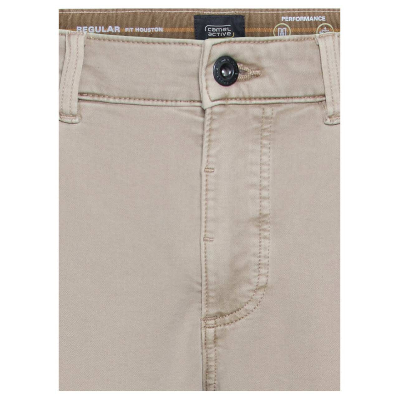 Herren Chino Baumwollhose Houston fleXXX von Camel active in Beige, detaillierte Vorderansicht