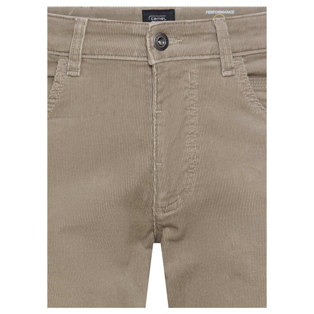 Herren Stretch Cordhose Houston von Camel active in Beige, detaillierte Vorderansicht