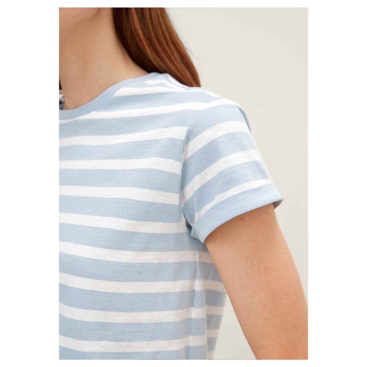 Comma T-Shirt für Damen in Hellblau gestreift, FarbNr.: 50G5