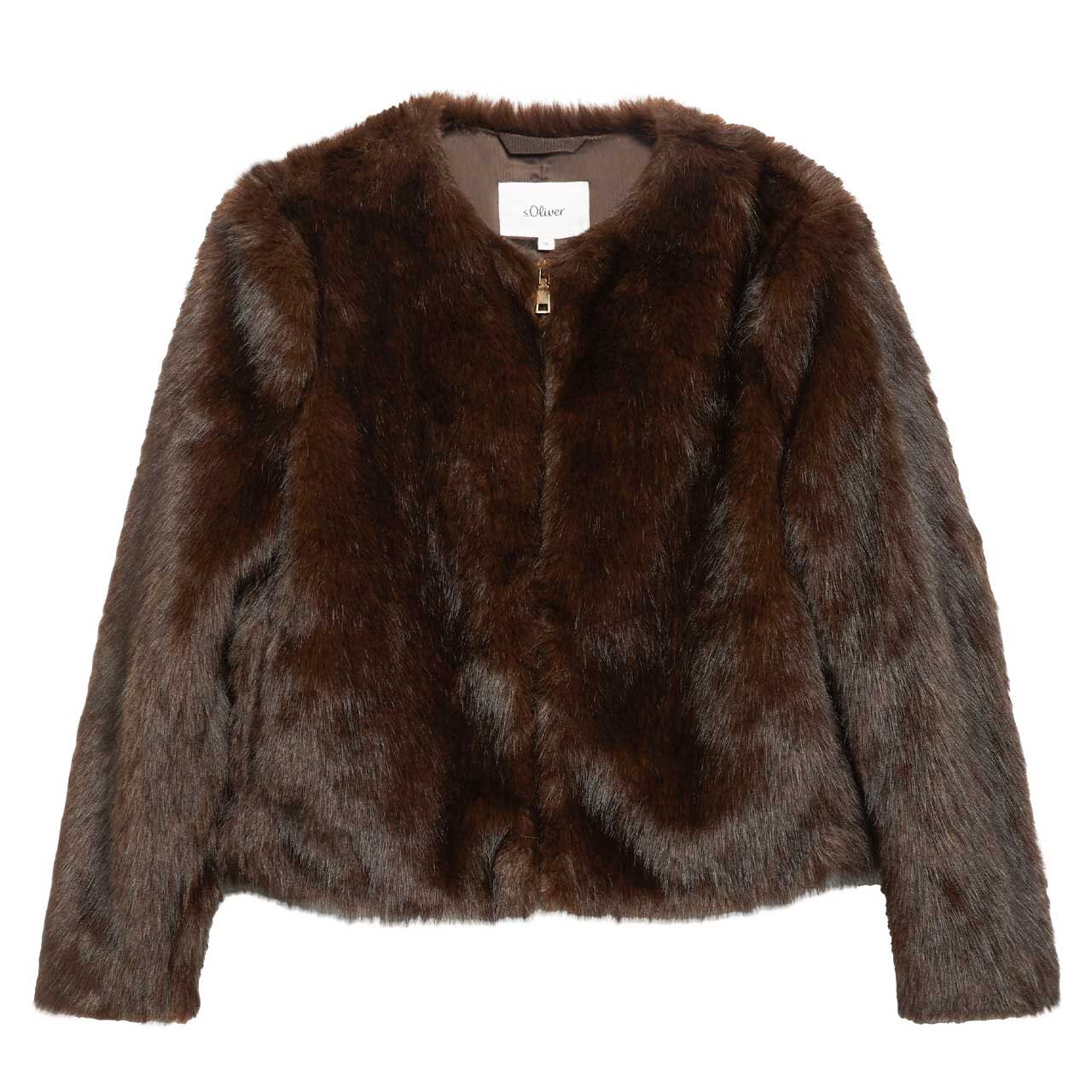 s.Oliver Damen Jacke bitter chocolate fake fur