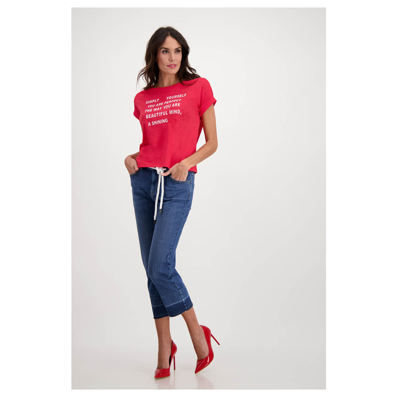Monari Damen T-Shirt lipstick red melange